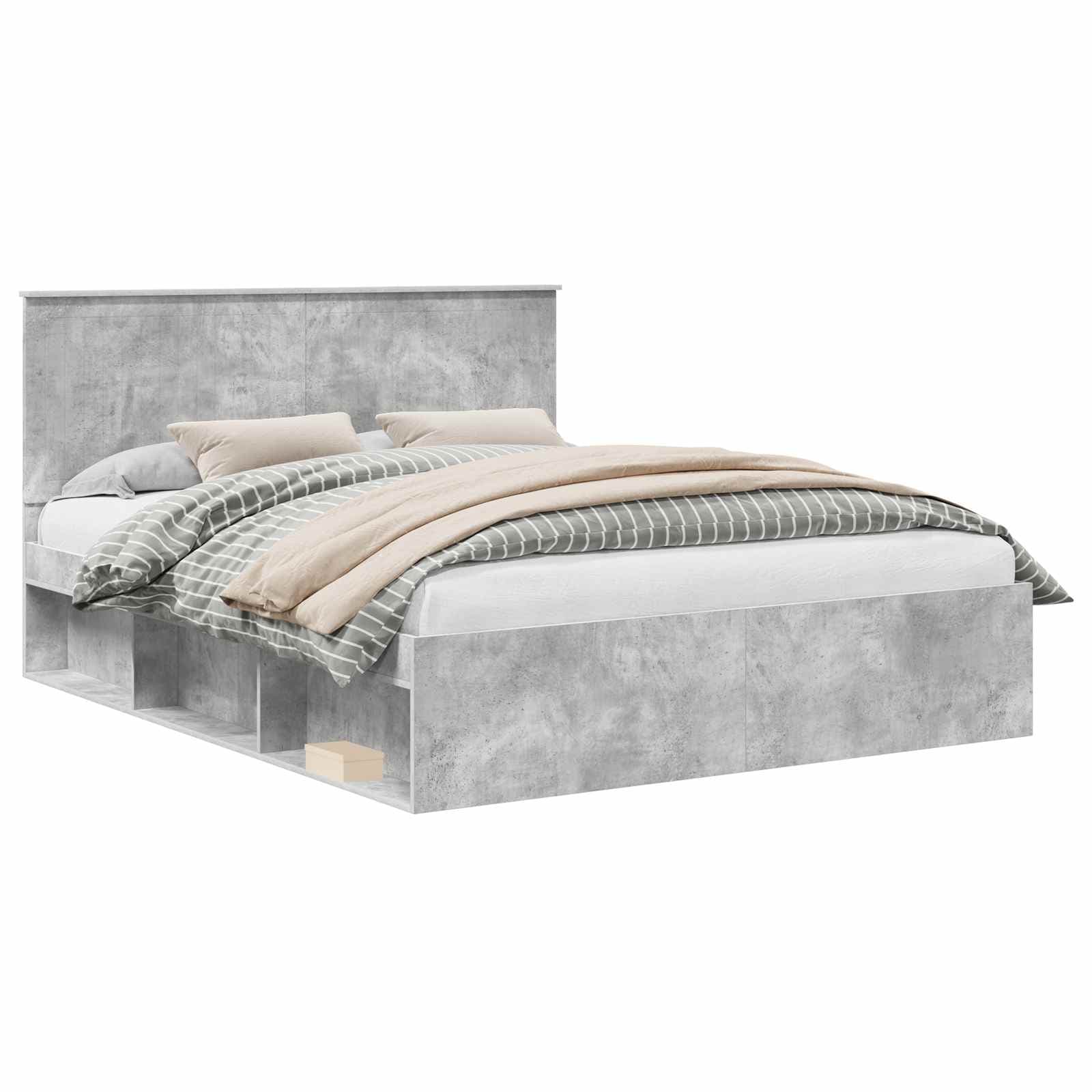 vidaXL Estrutura da Cama com cabeceira Concreto 160 x 200 cm