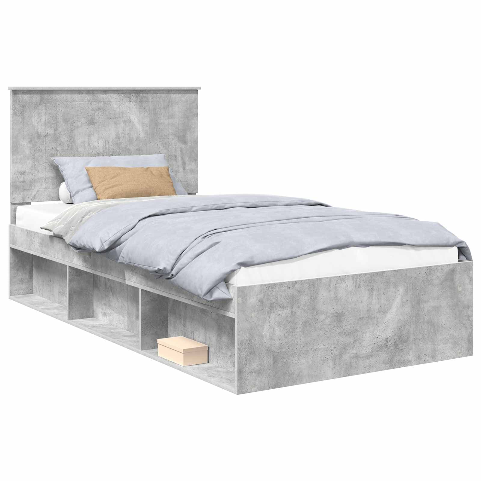 vidaXL Estrutura da Cama com cabeceira Cinza Concreto 100 x 200 cm