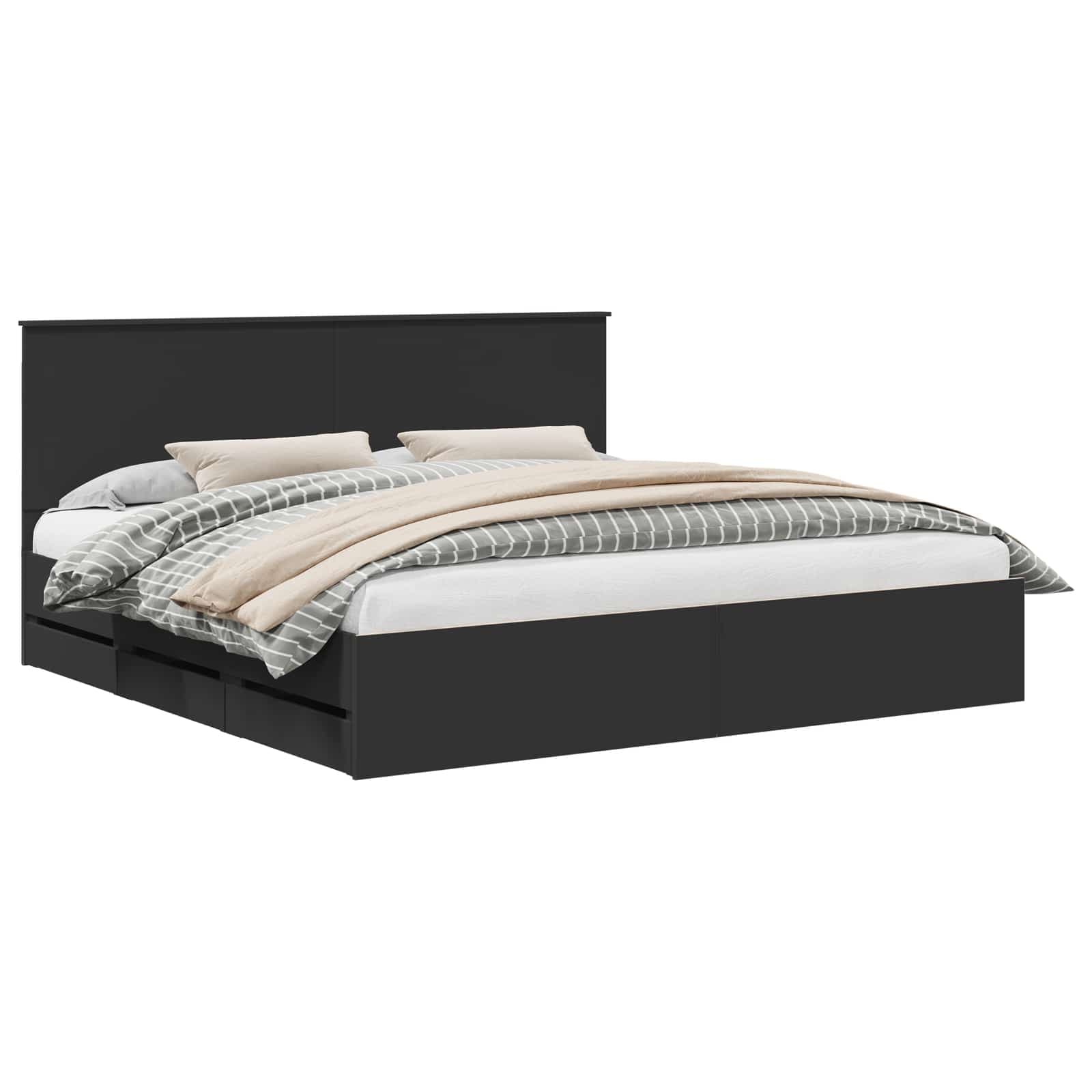 vidaXL Estrutura da Cama Preto 200 x 200 cm Madeira de Engenharia
