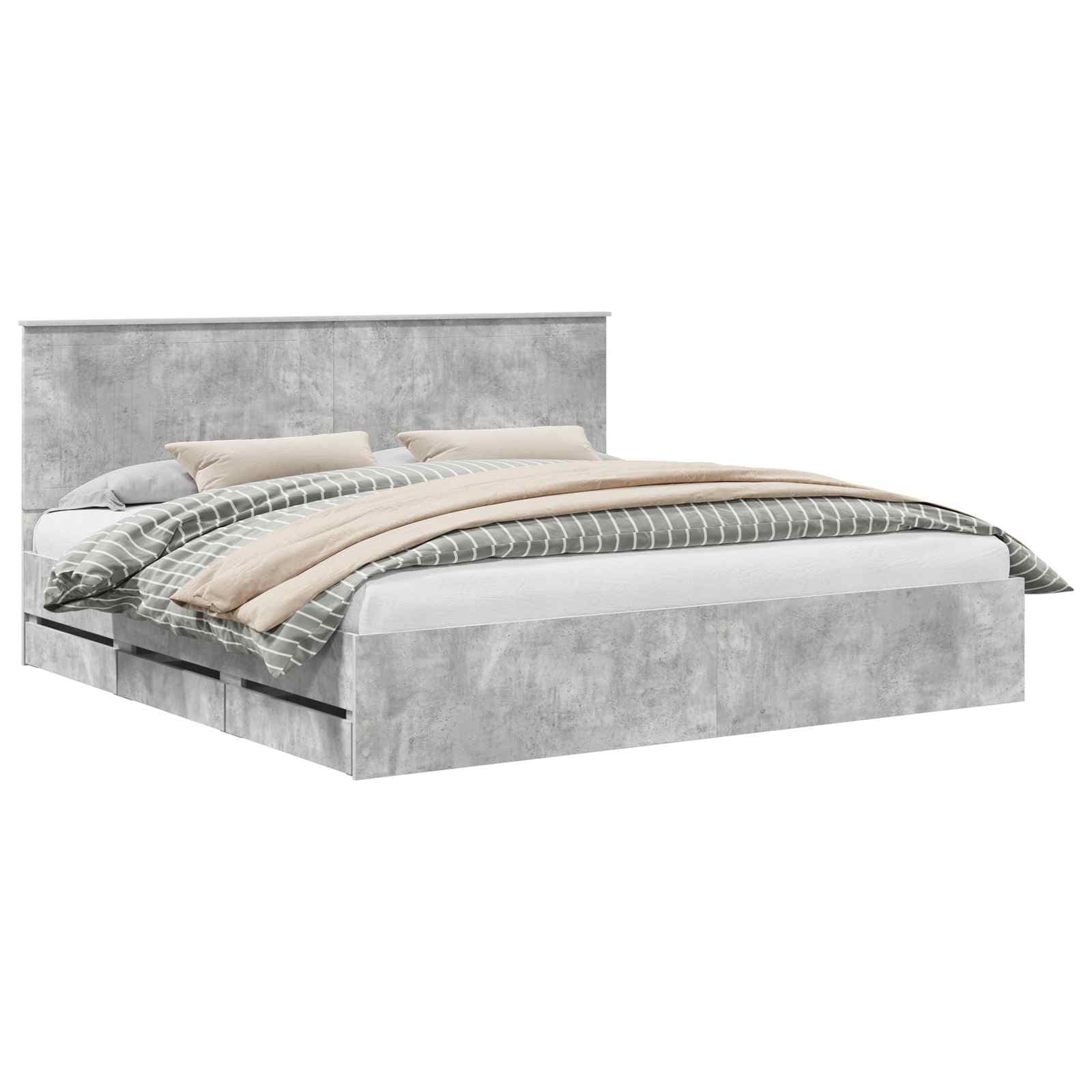 vidaXL Estrutura da Cama Cinzento 200 x 200 cm Madeira de Engenharia