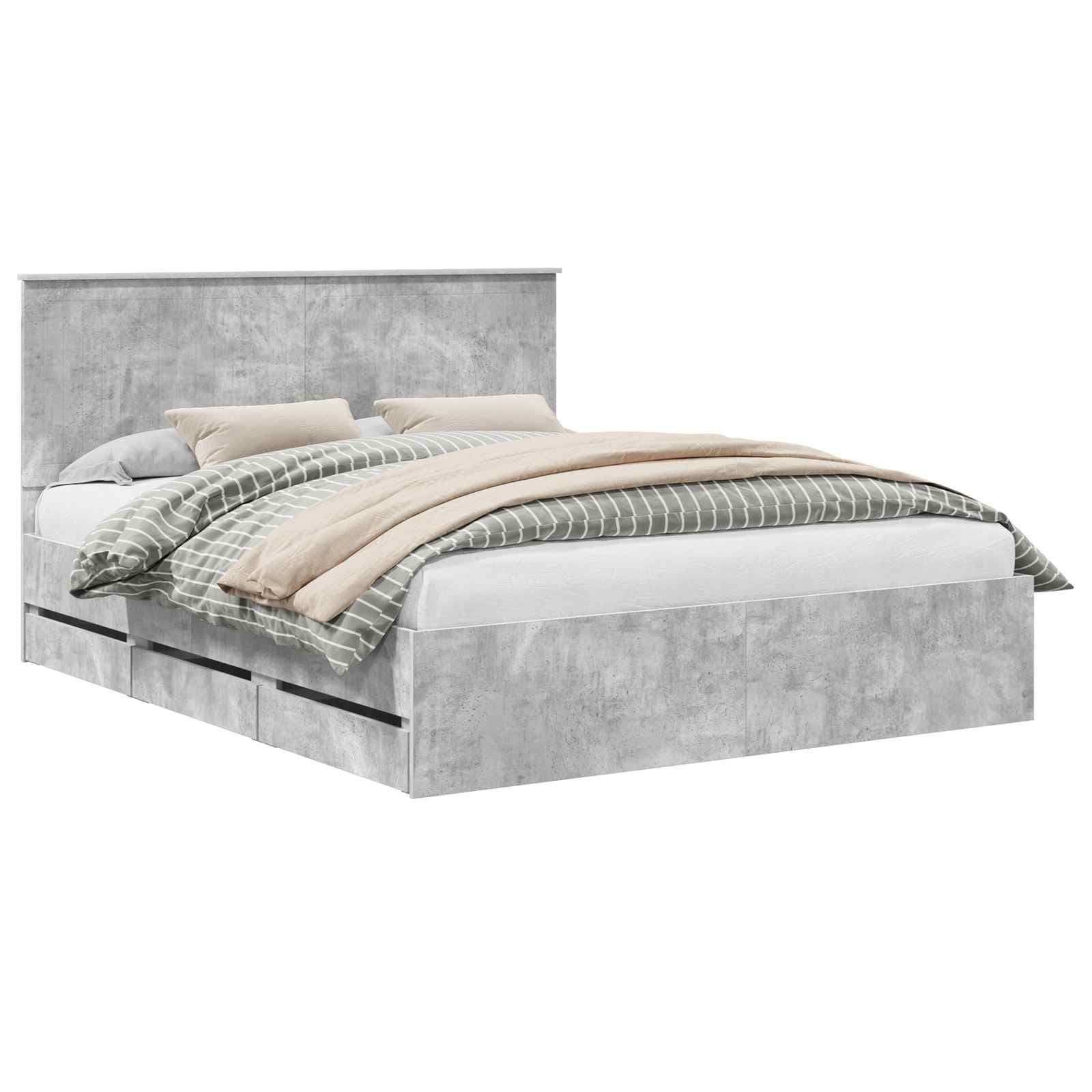 vidaXL Estrutura da Cama Cinzento 160 x 200 cm Madeira de Engenharia