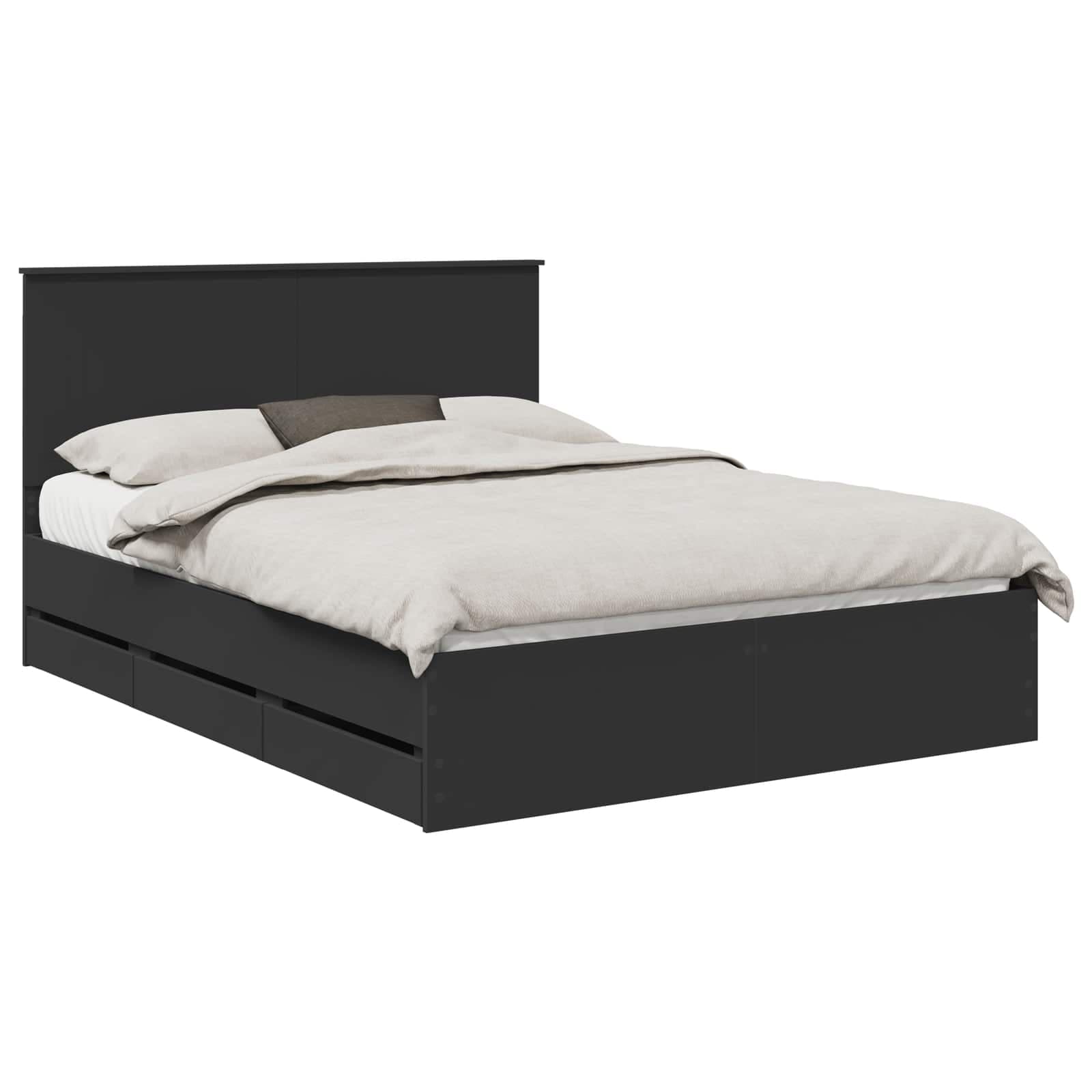 vidaXL Estrutura da Cama Preto 150 x 200 cm Madeira de Engenharia