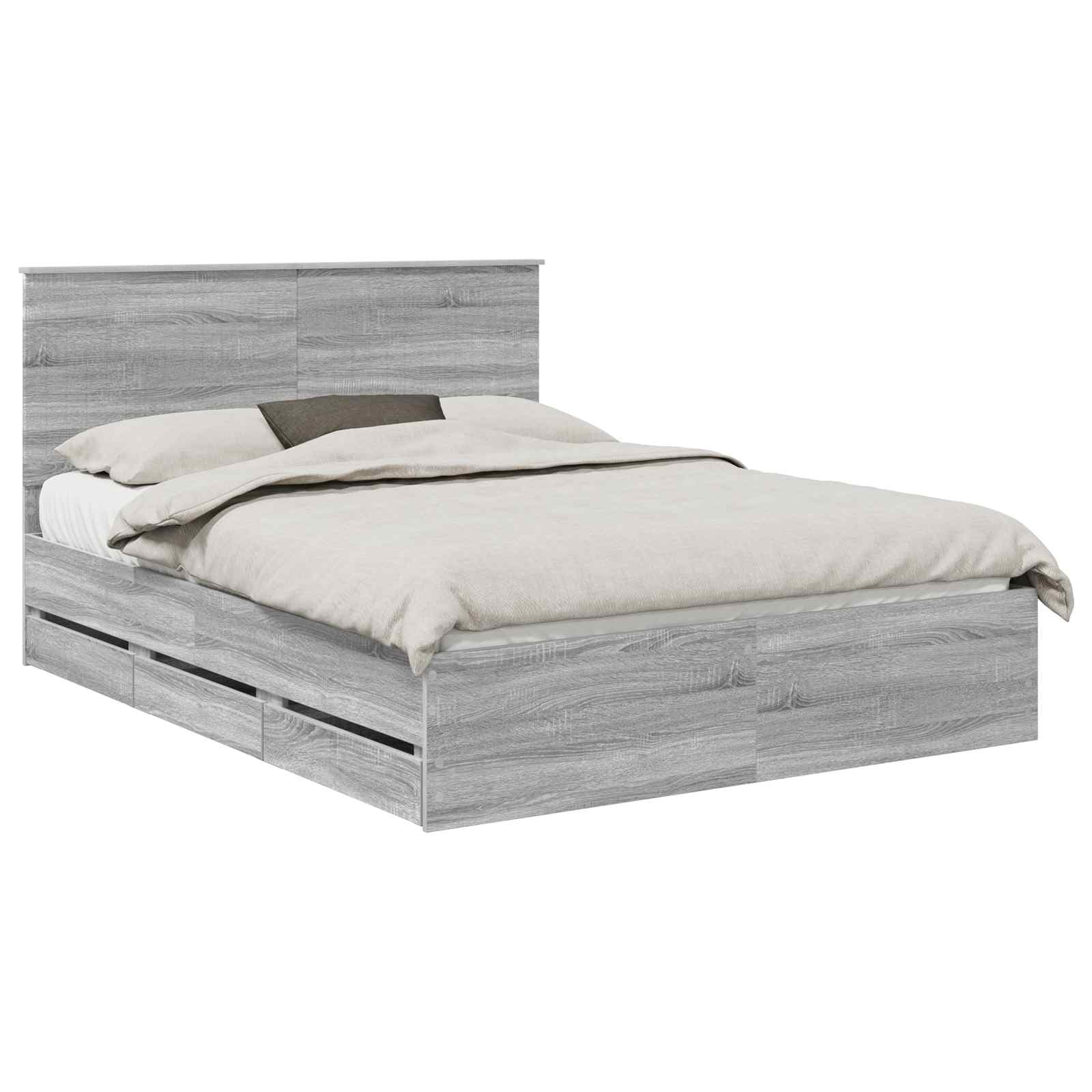 vidaXL Estrutura da Cama com gaveta Cinza Sonoma 150 x 200 cm