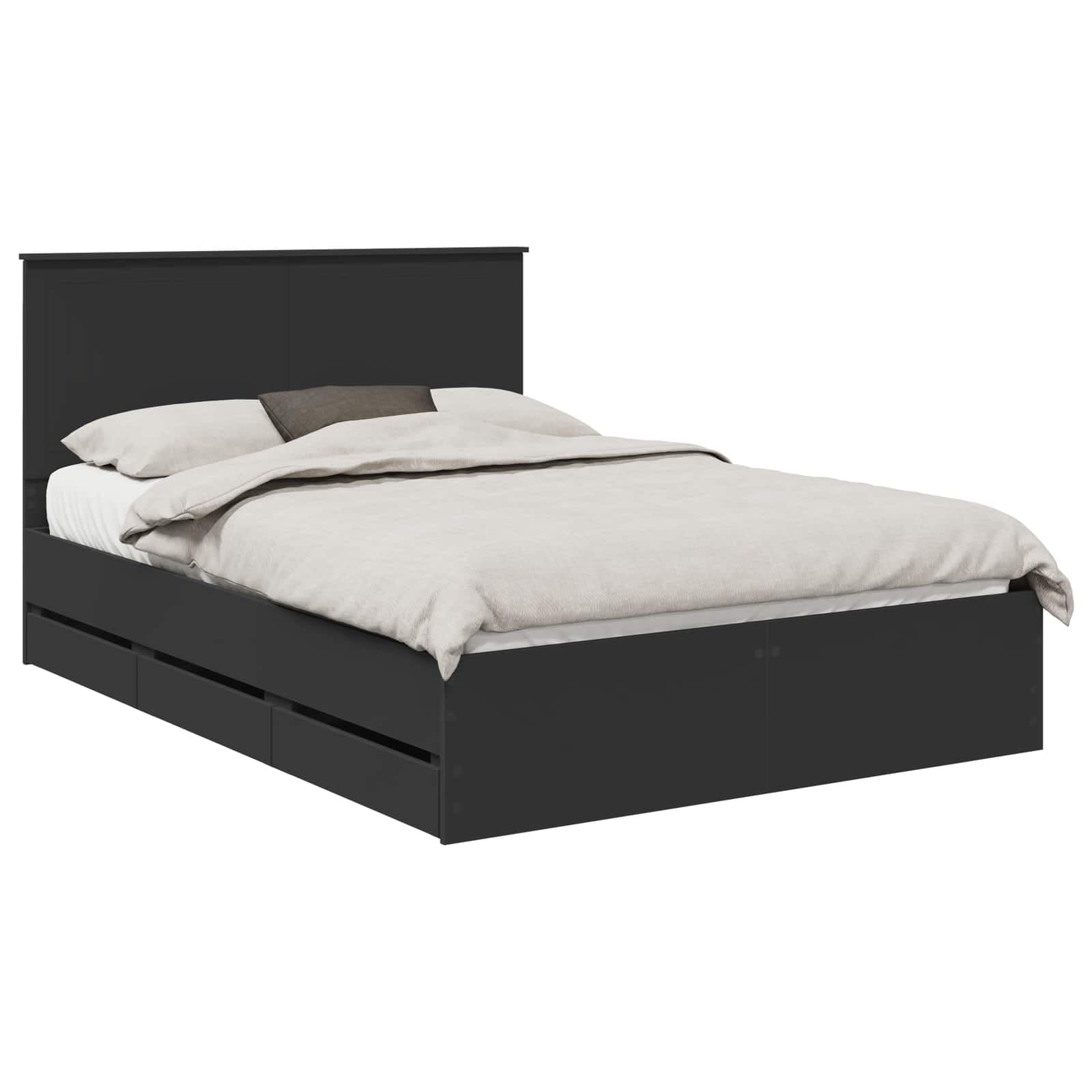 vidaXL Estrutura da Cama Preto 140 x 200 cm Madeira de Engenharia