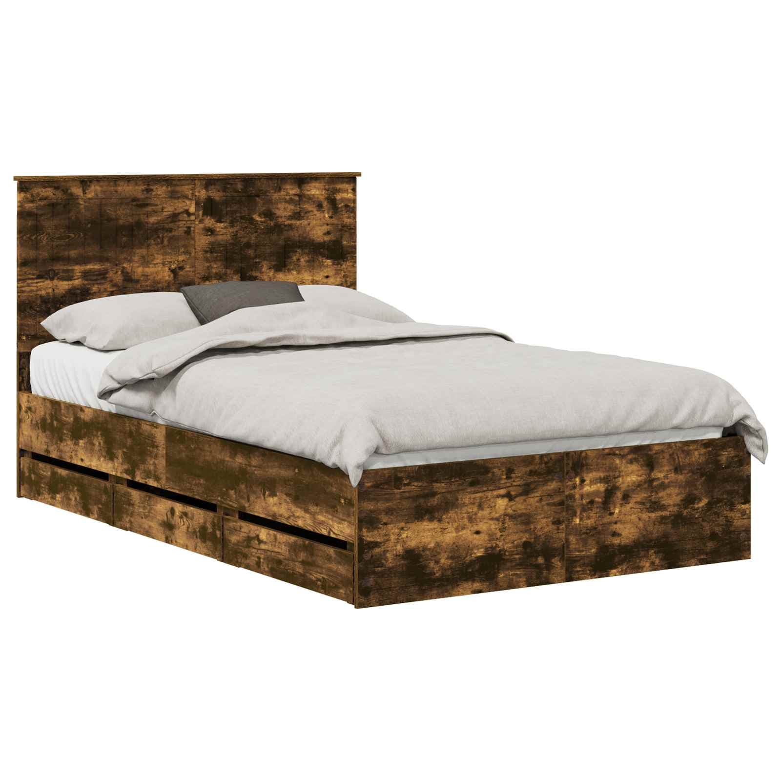 vidaXL Estrutura da Cama com gaveta Carvalho Defumado 120 x 190 cm