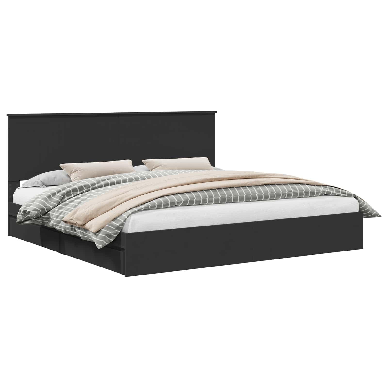 vidaXL Cama com Armazenamento Preto 200 x 200 cm Madeira processada