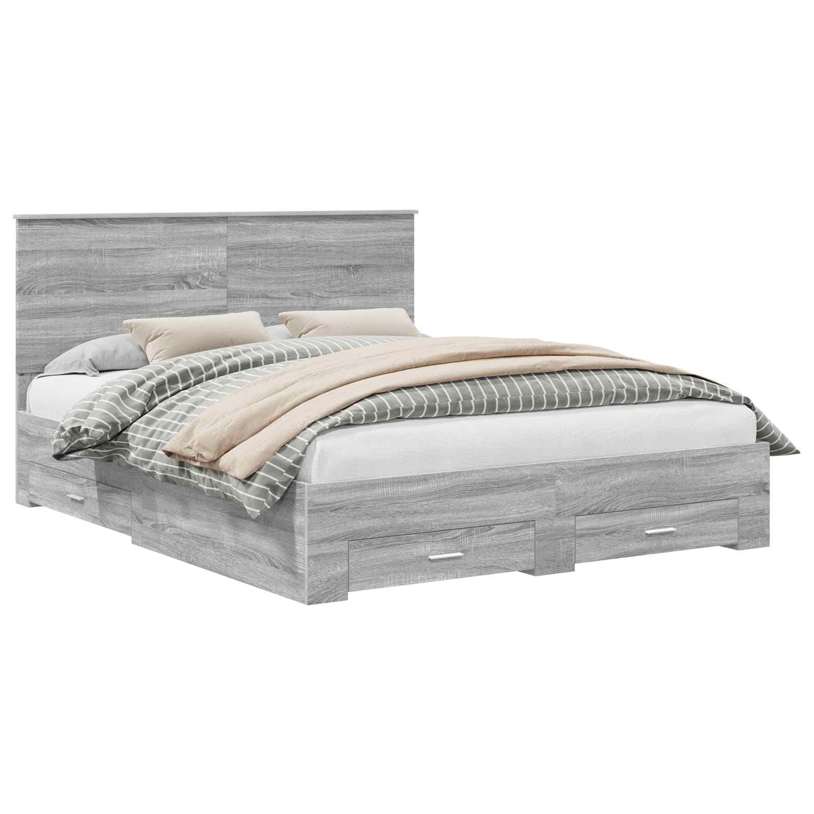 vidaXL Estrutura da Cama Cinza Sonoma 160 x 200 cm Madeira processada