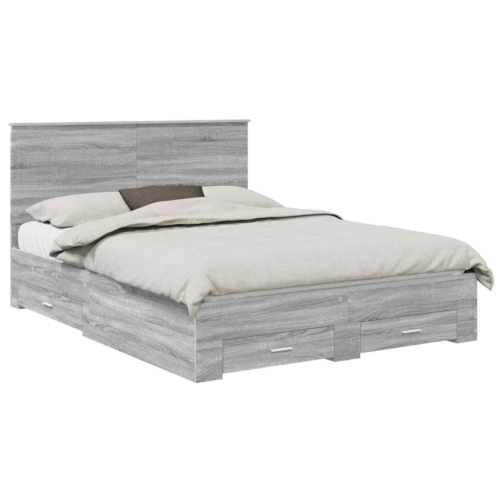 vidaXL Estrutura da Cama Cinza Sonoma 150 x 200 cm Madeira processada