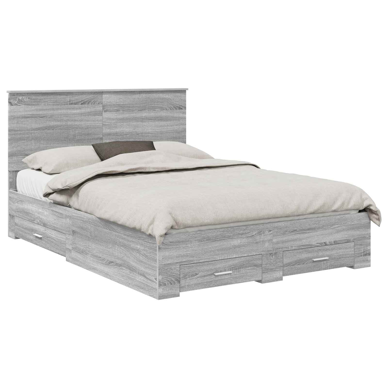 vidaXL Estrutura da Cama Cinza Sonoma 140 x 190 cm Madeira processada