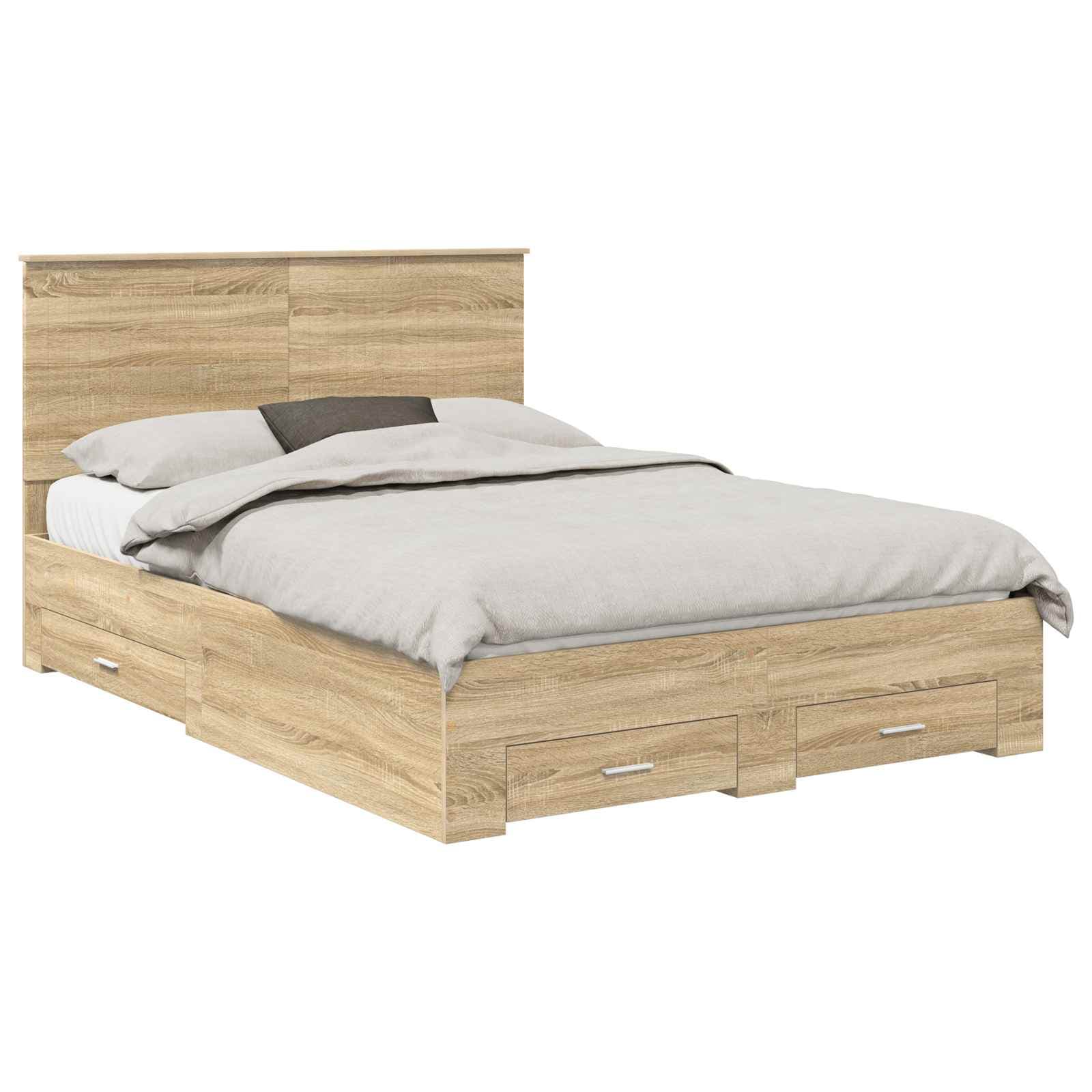 vidaXL Estrutura da Cama com cabeceira Carvalho Sonoma 135 x 190 cm