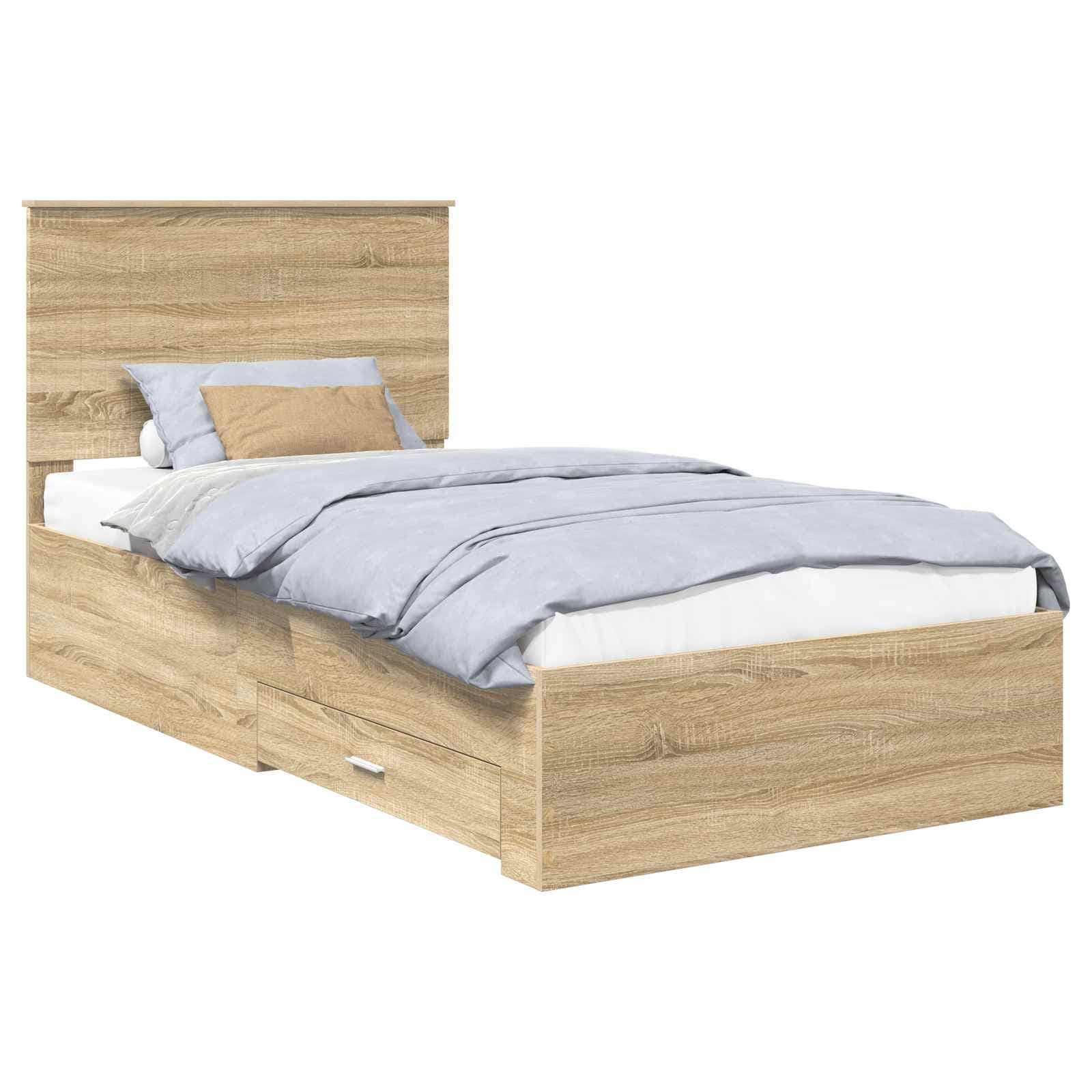 vidaXL Estrutura da Cama com cabeceira Carvalho Sonoma 100 x 200 cm