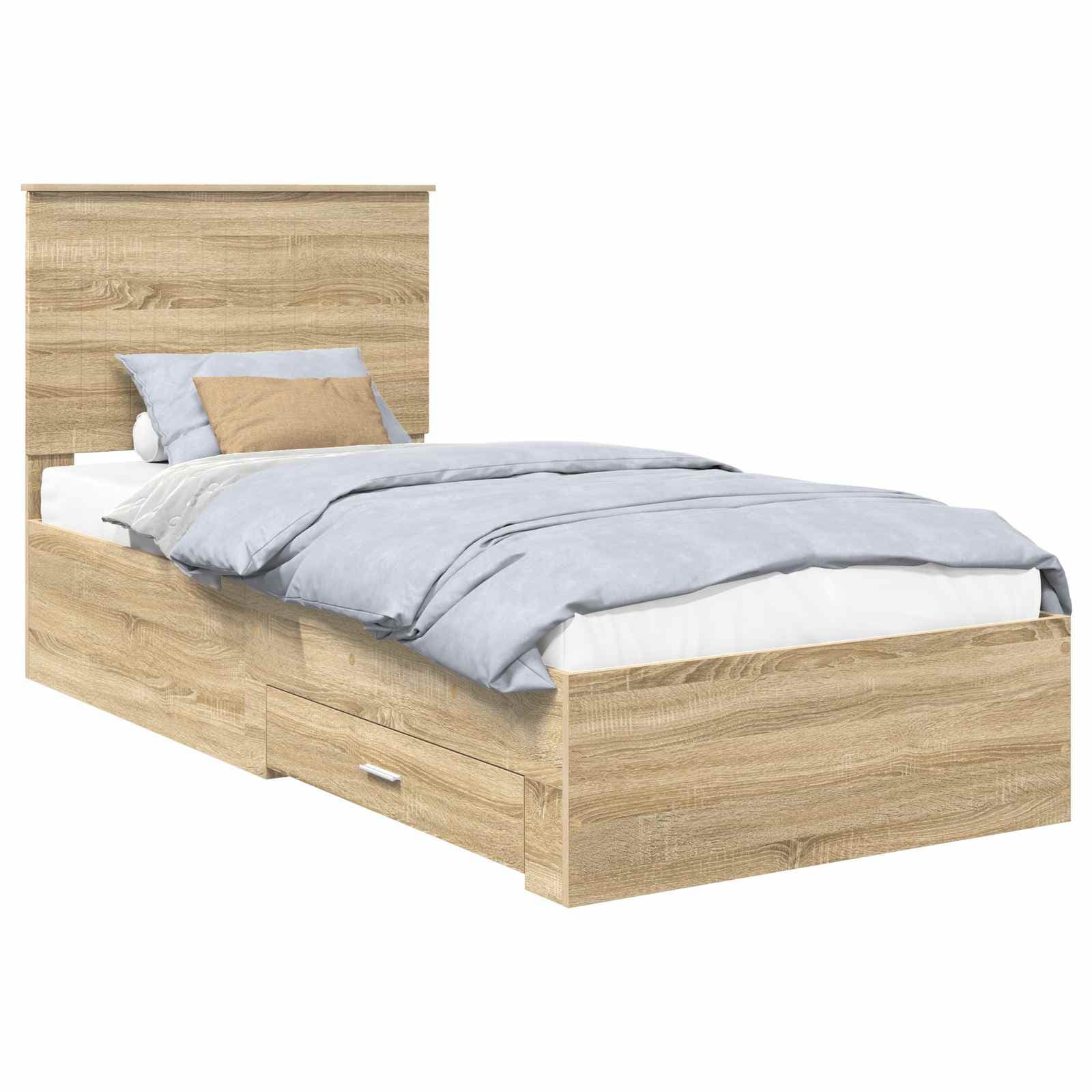 vidaXL Estrutura da Cama com cabeceira Carvalho Sonoma 90 x 190 cm