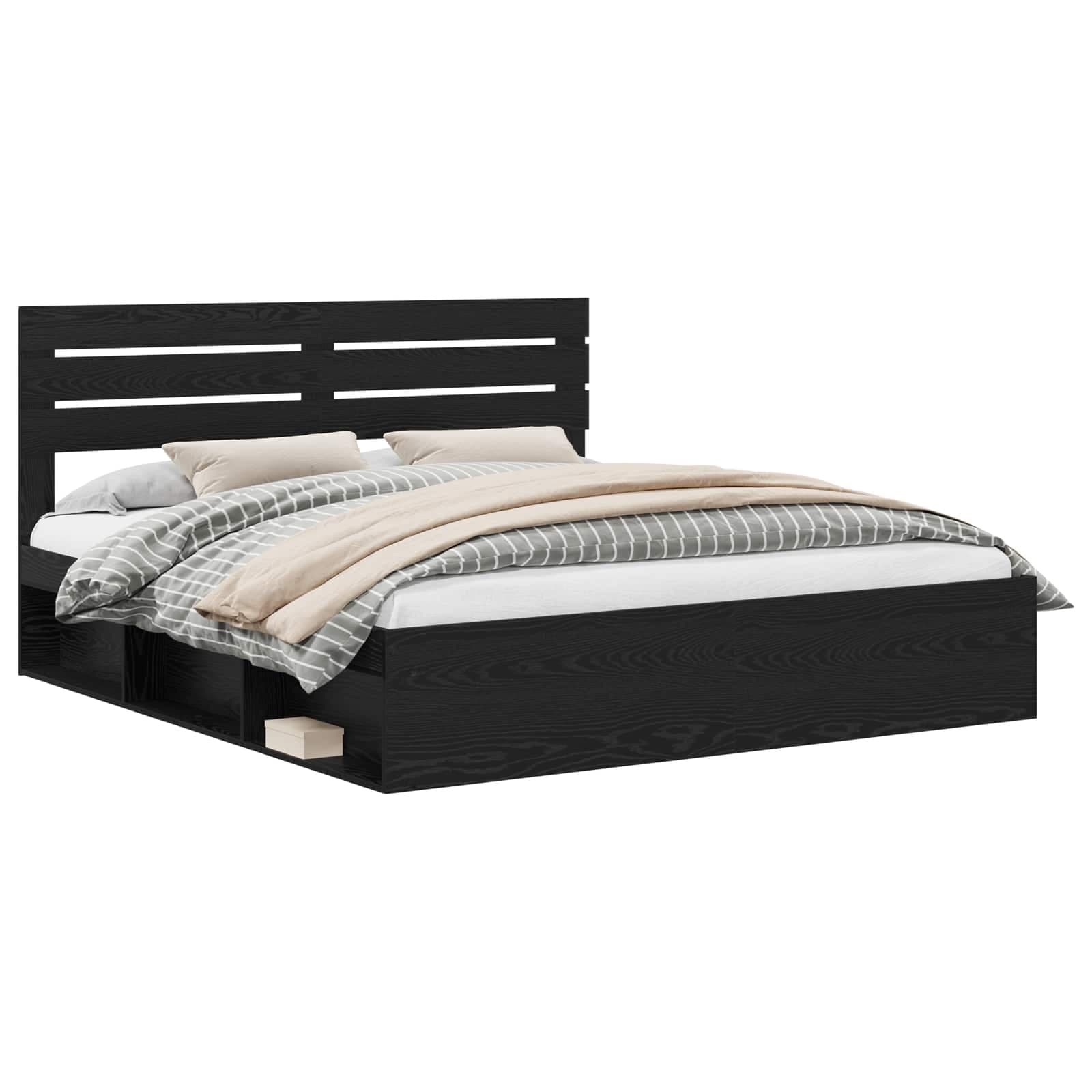 vidaXL Estrutura da Cama Preto 200 x 200 cm Madeira de Pinheiro Sólida