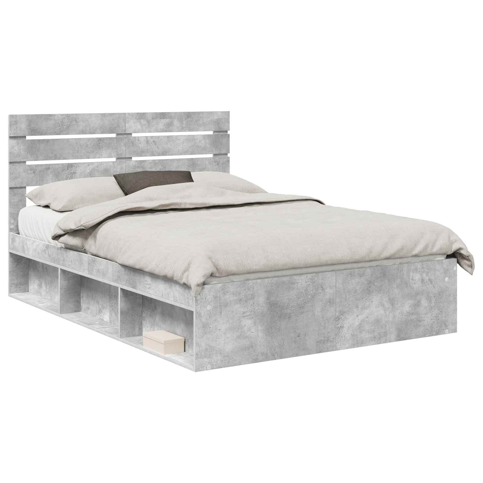 vidaXL Estrutura da Cama com cabeceira Cinza Concreto 150 x 200 cm