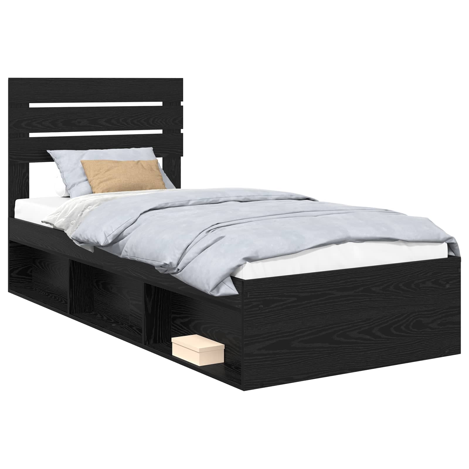 vidaXL Estrutura da Cama Preto 90 x 200 cm Madeira de Pinheiro Sólida