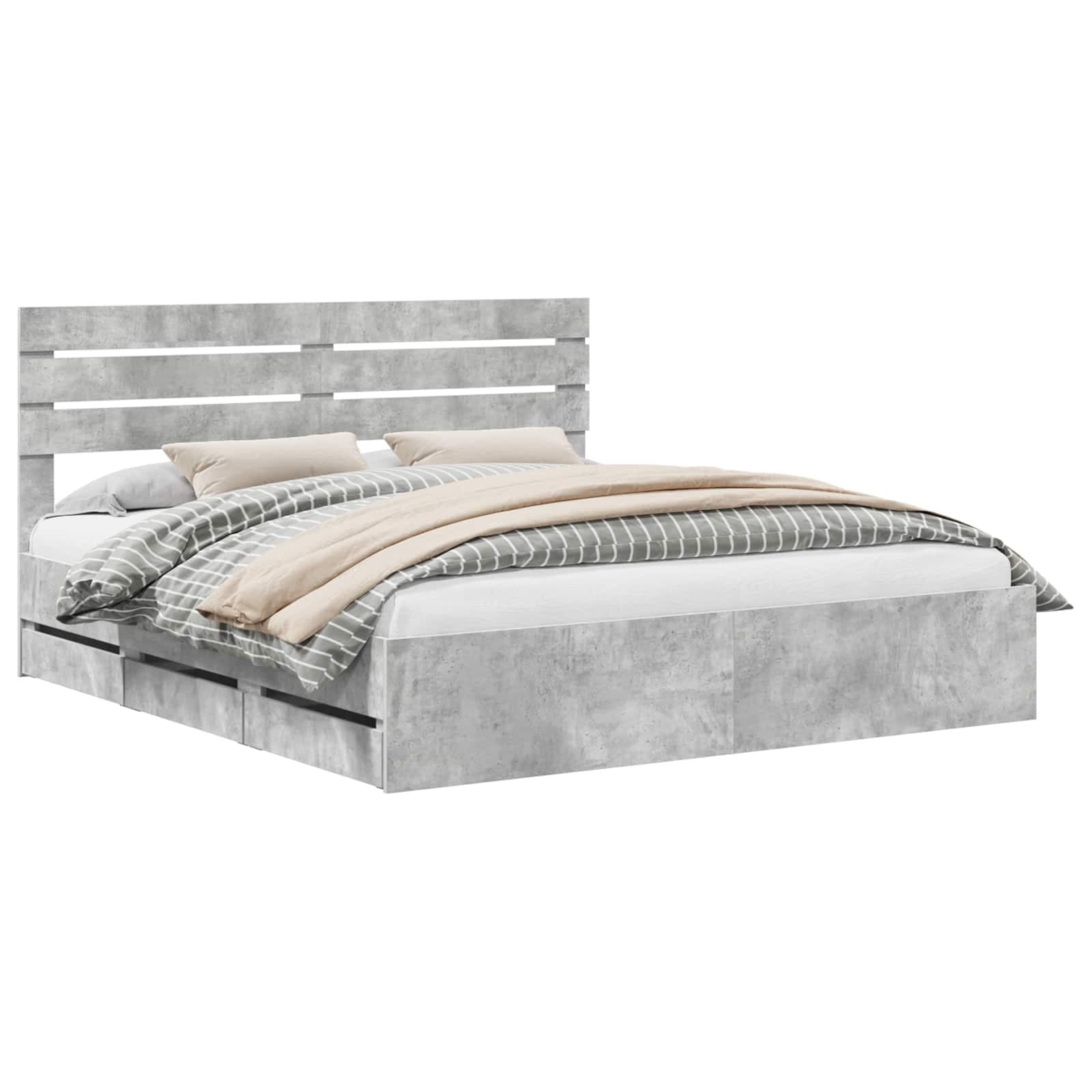 vidaXL Estrutura da Cama Cinzento 200 x 200 cm Madeira de Engenharia