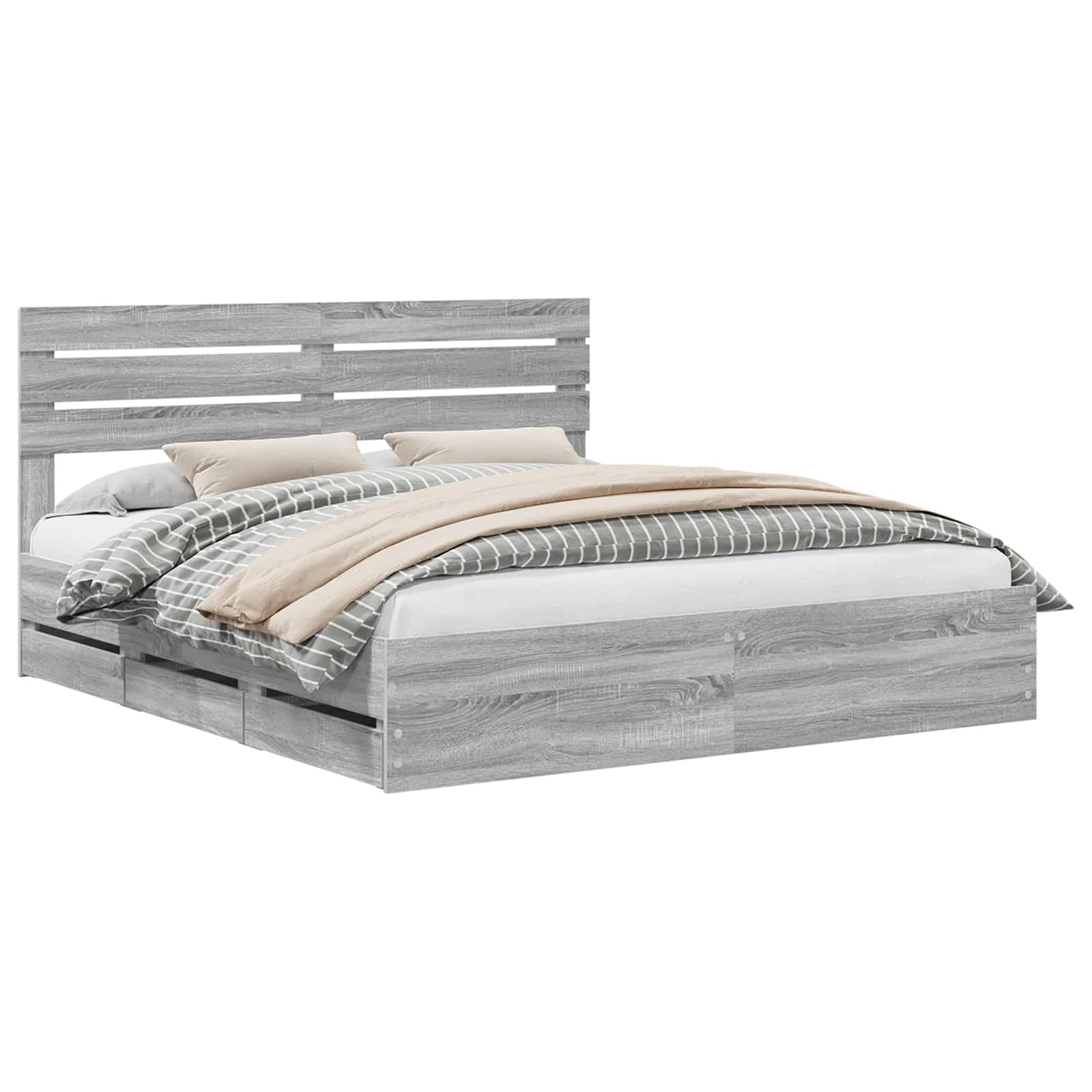 vidaXL Estrutura da Cama com gaveta Cinza Sonoma 180 x 200 cm