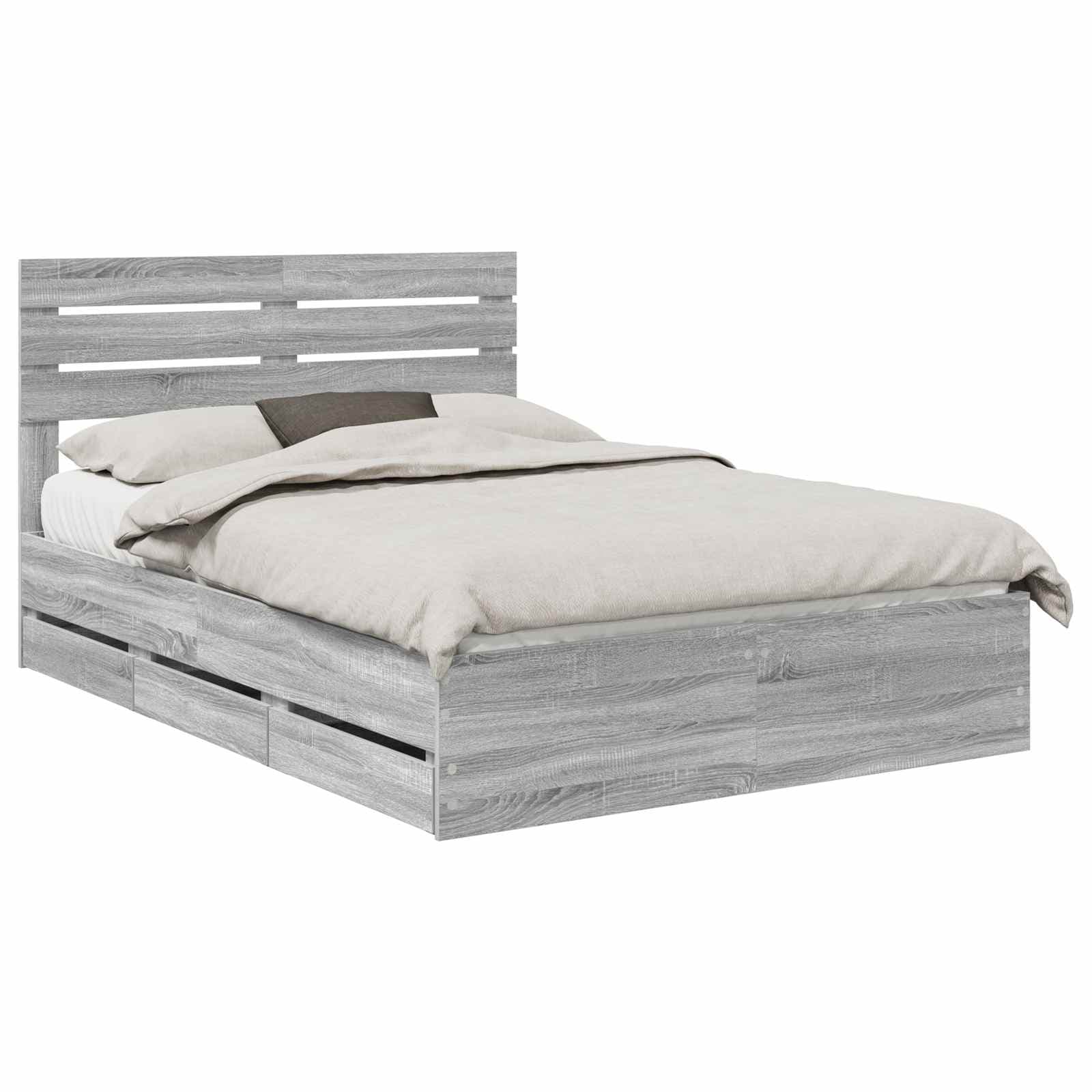 vidaXL Estrutura da Cama com gaveta Cinza Sonoma 160 x 200 cm