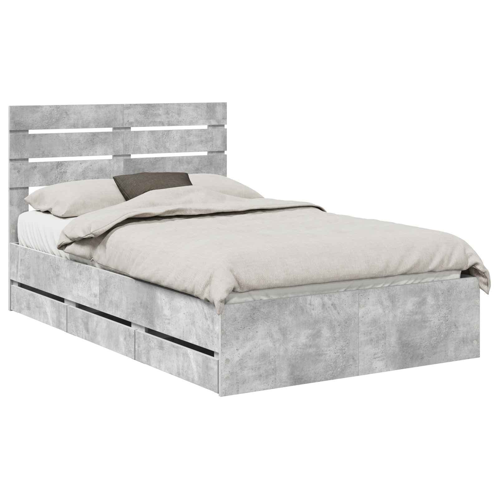vidaXL Estrutura da Cama Cinzento 135 x 190 cm Madeira de Engenharia