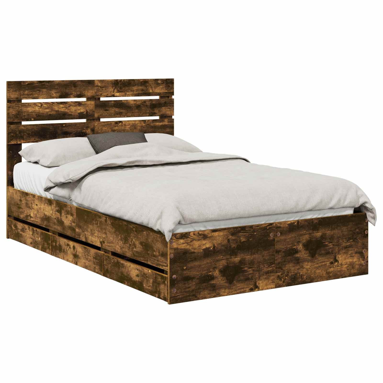 vidaXL Estrutura da Cama com gaveta Carvalho Defumado 120 x 190 cm