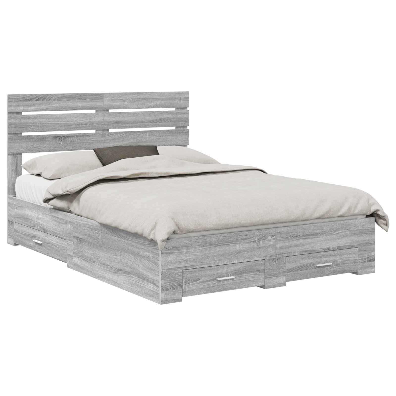 vidaXL Estrutura da Cama com gaveta com cabeceira Madeira processada
