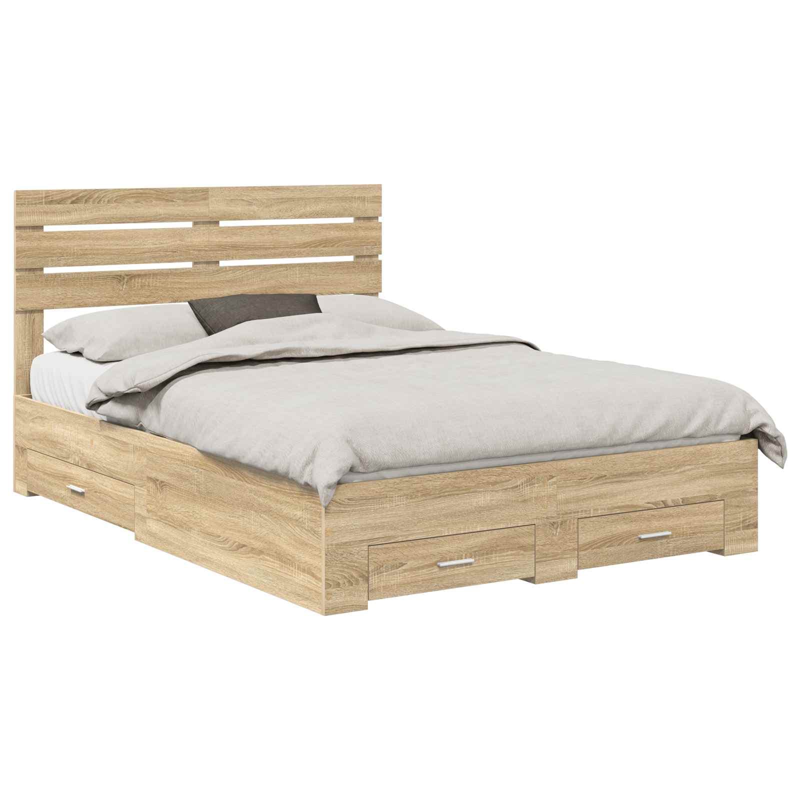 vidaXL Estrutura da Cama com gaveta com cabeceira Madeira processada