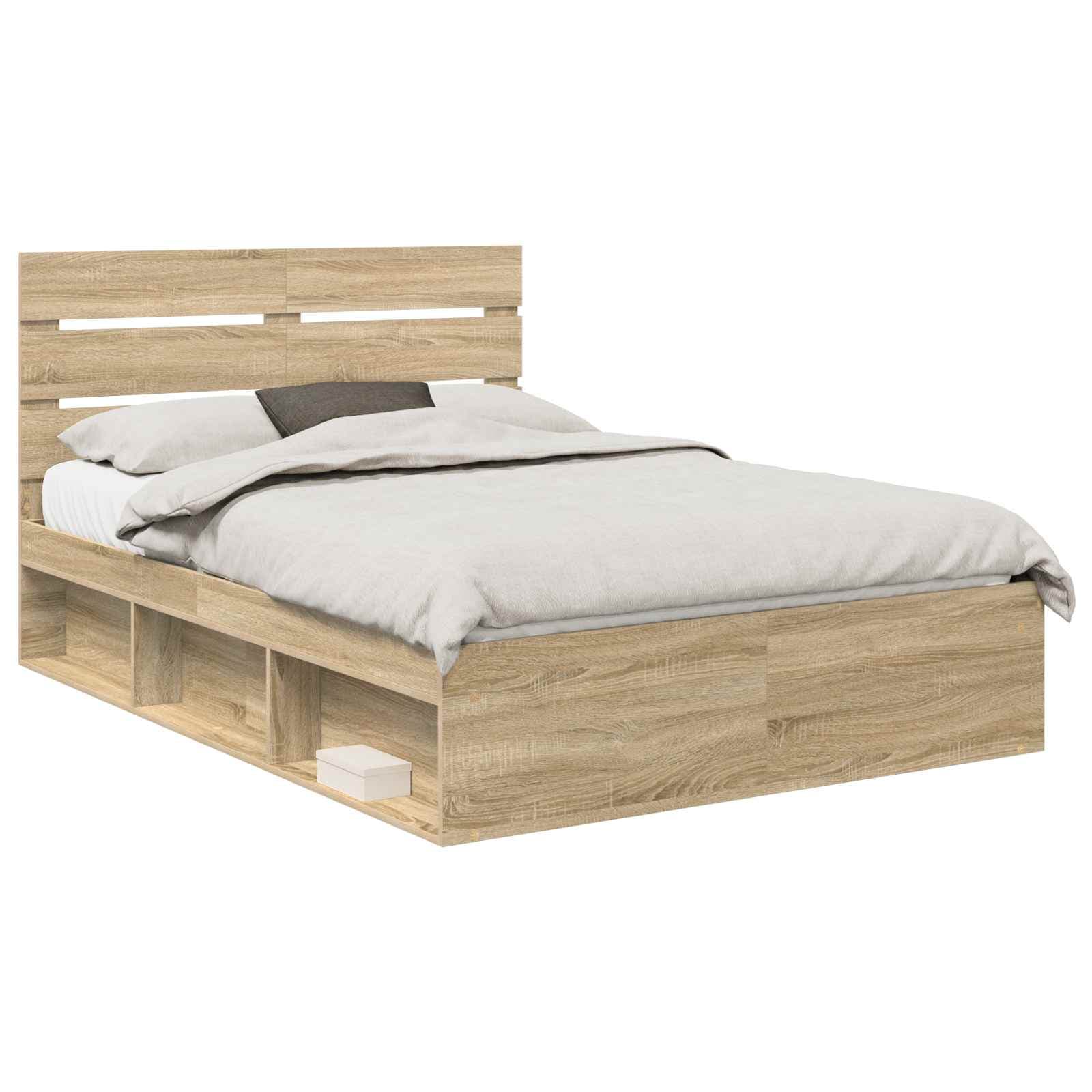 vidaXL Estrutura da Cama com cabeceira Sonoma 140 x 190 cm