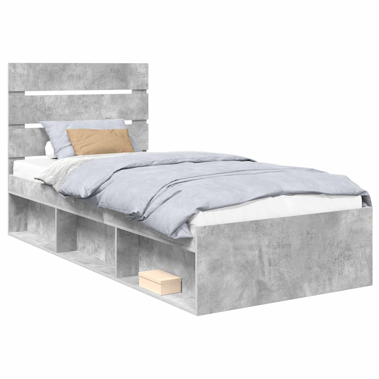 vidaXL Estrutura da Cama com cabeceira Cinza Concreto 100 x 200 cm