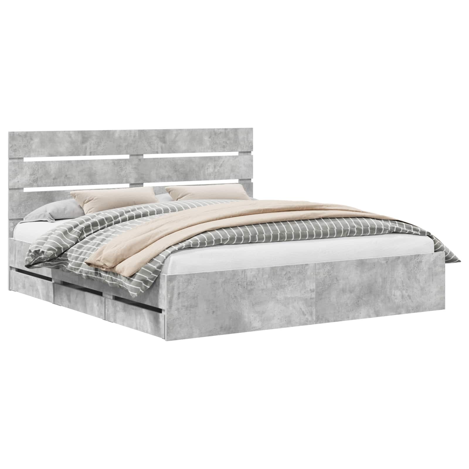 vidaXL Estrutura da Cama Cinzento 200 x 200 cm Madeira de Engenharia