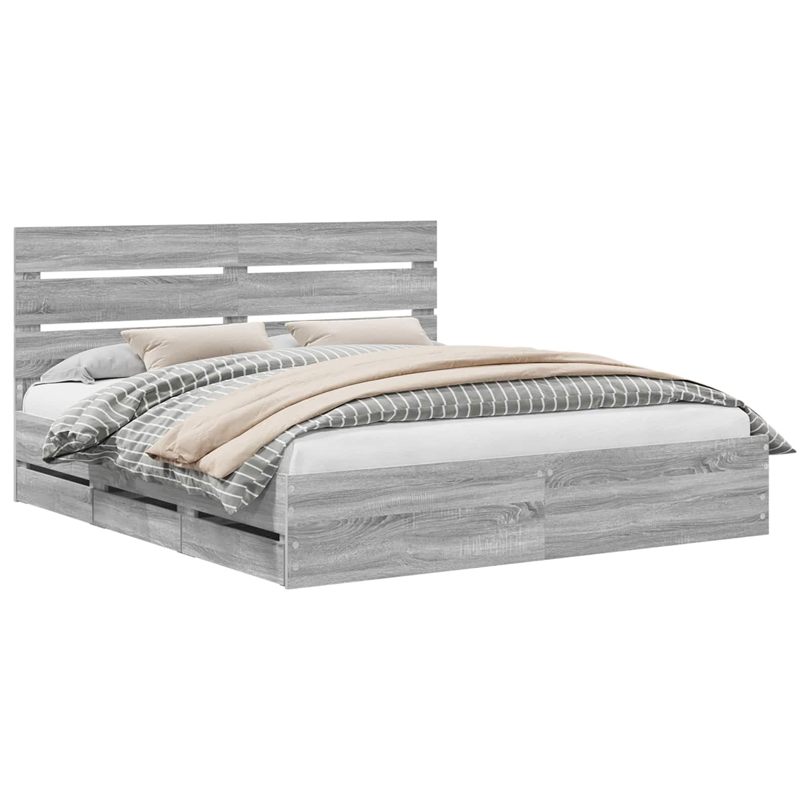 vidaXL Estrutura da Cama com gaveta Cinza Sonoma 180 x 200 cm