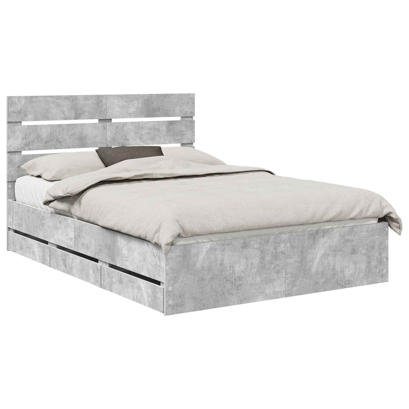 vidaXL Estrutura da Cama Cinzento 150 x 200 cm Madeira de Engenharia