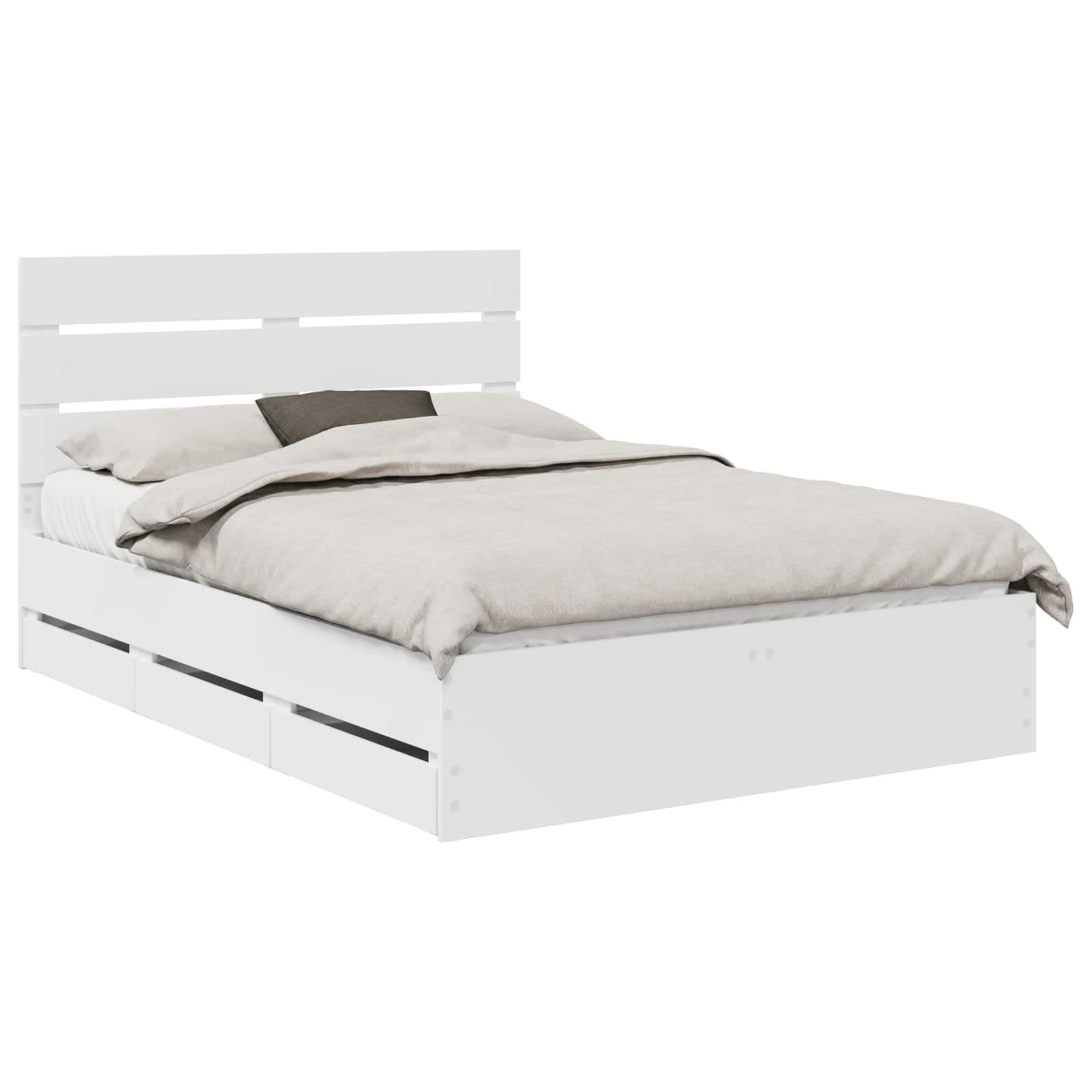 vidaXL Estrutura da Cama Branco 140 x 190 cm Madeira de Engenharia