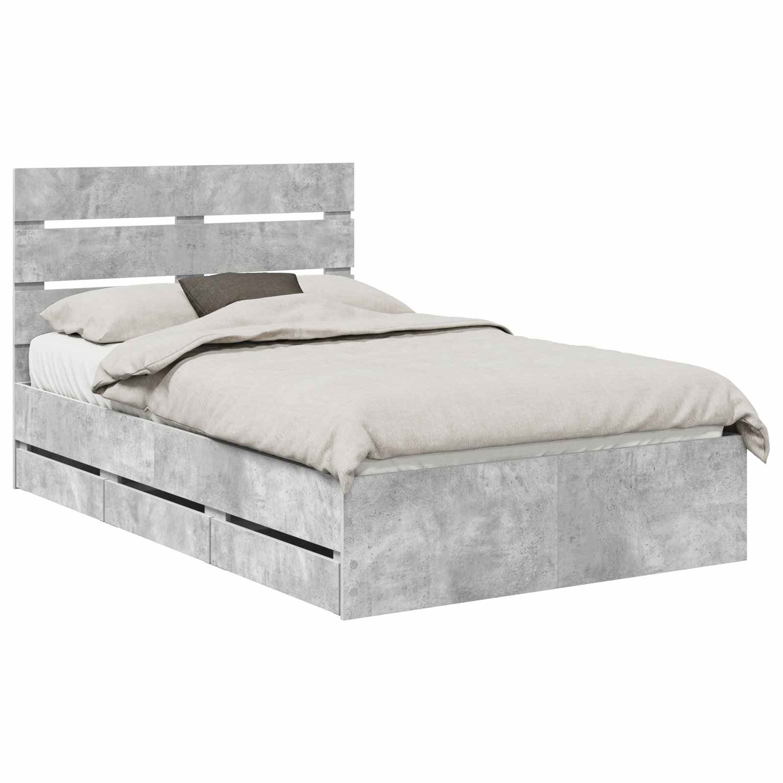 vidaXL Estrutura da Cama Cinzento 120 x 190 cm Madeira de Engenharia