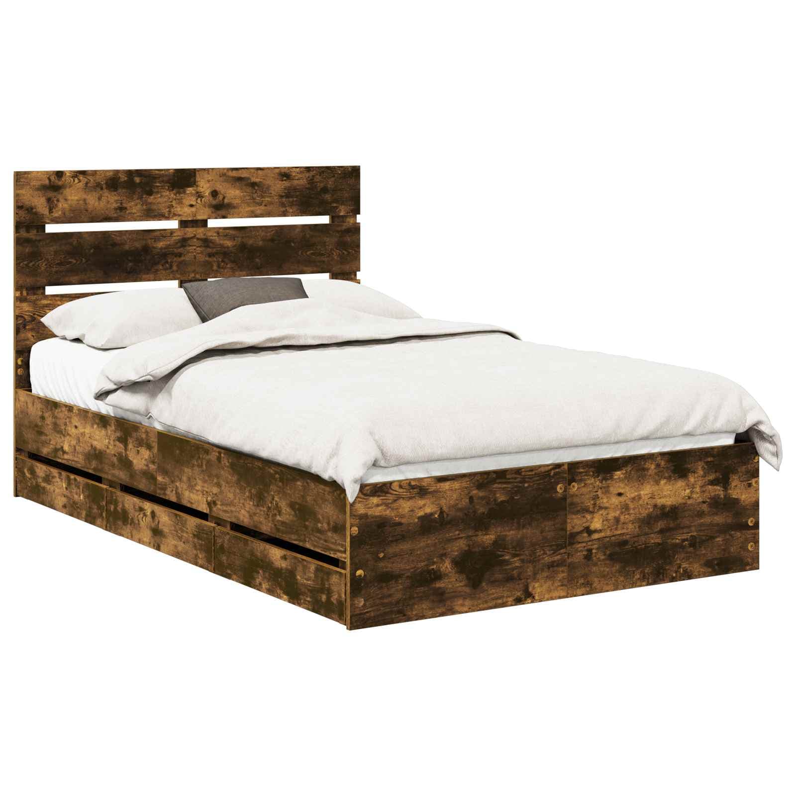 vidaXL Estrutura da Cama com gaveta Carvalho Defumado 120 x 190 cm