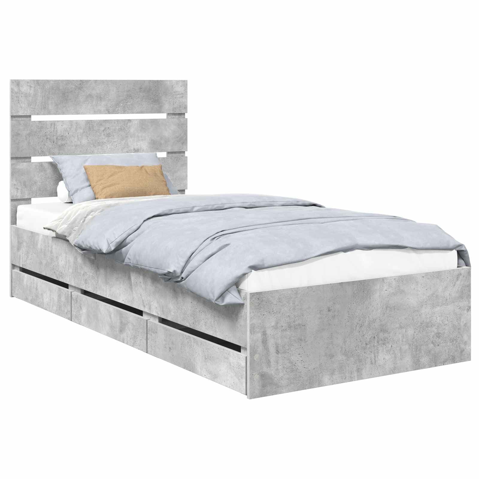 vidaXL Estrutura da Cama Cinzento 90 x 200 cm Madeira de Engenharia
