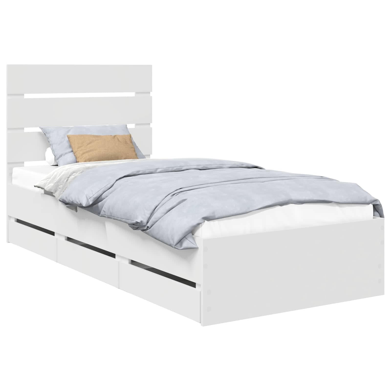 vidaXL Estrutura da Cama Branco 90 x 190 cm Madeira de Engenharia