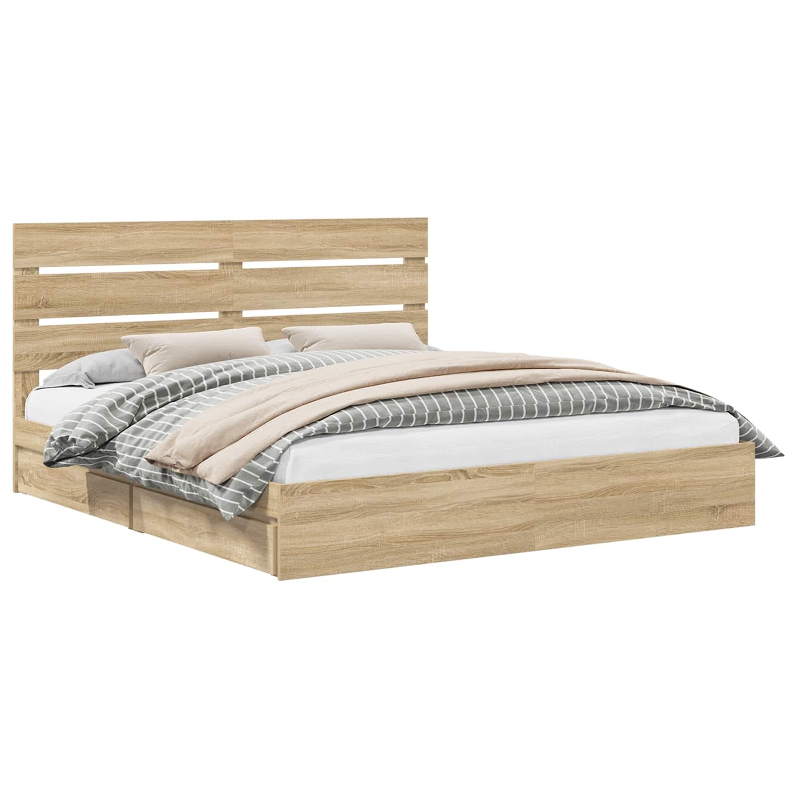 vidaXL Cama com Armazenamento com gaveta Carvalho Sonoma 180 x 200 cm