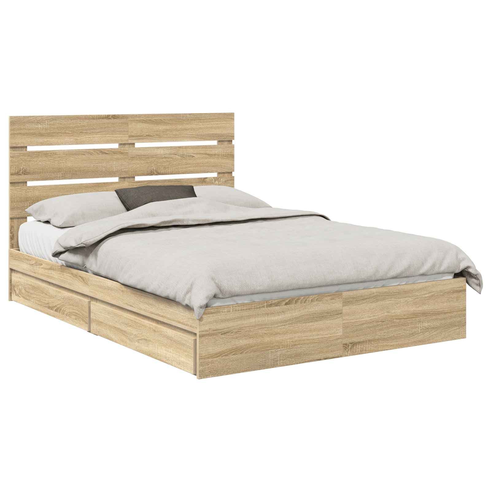 vidaXL Cama com Armazenamento com gaveta Carvalho Sonoma 160 x 200 cm