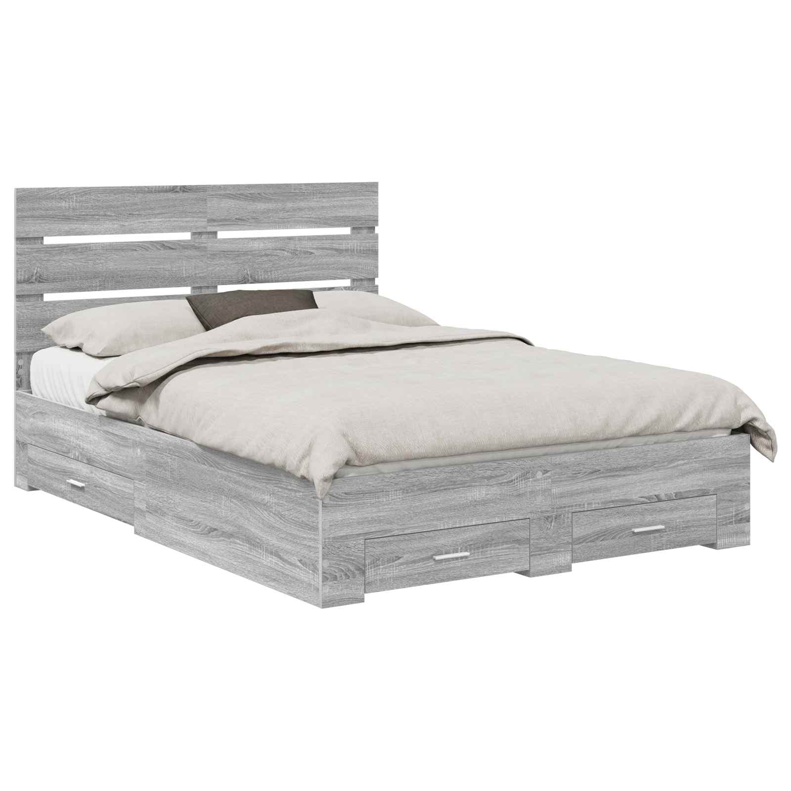 vidaXL Estrutura da Cama Cinza Sonoma 160 x 200 cm Madeira processada