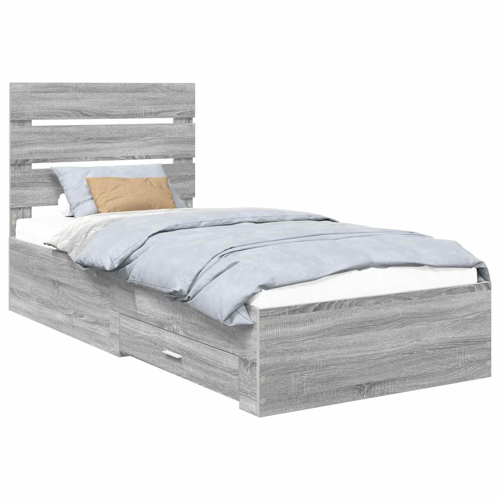 vidaXL Estrutura da Cama Cinza Sonoma 90 x 200 cm Madeira processada