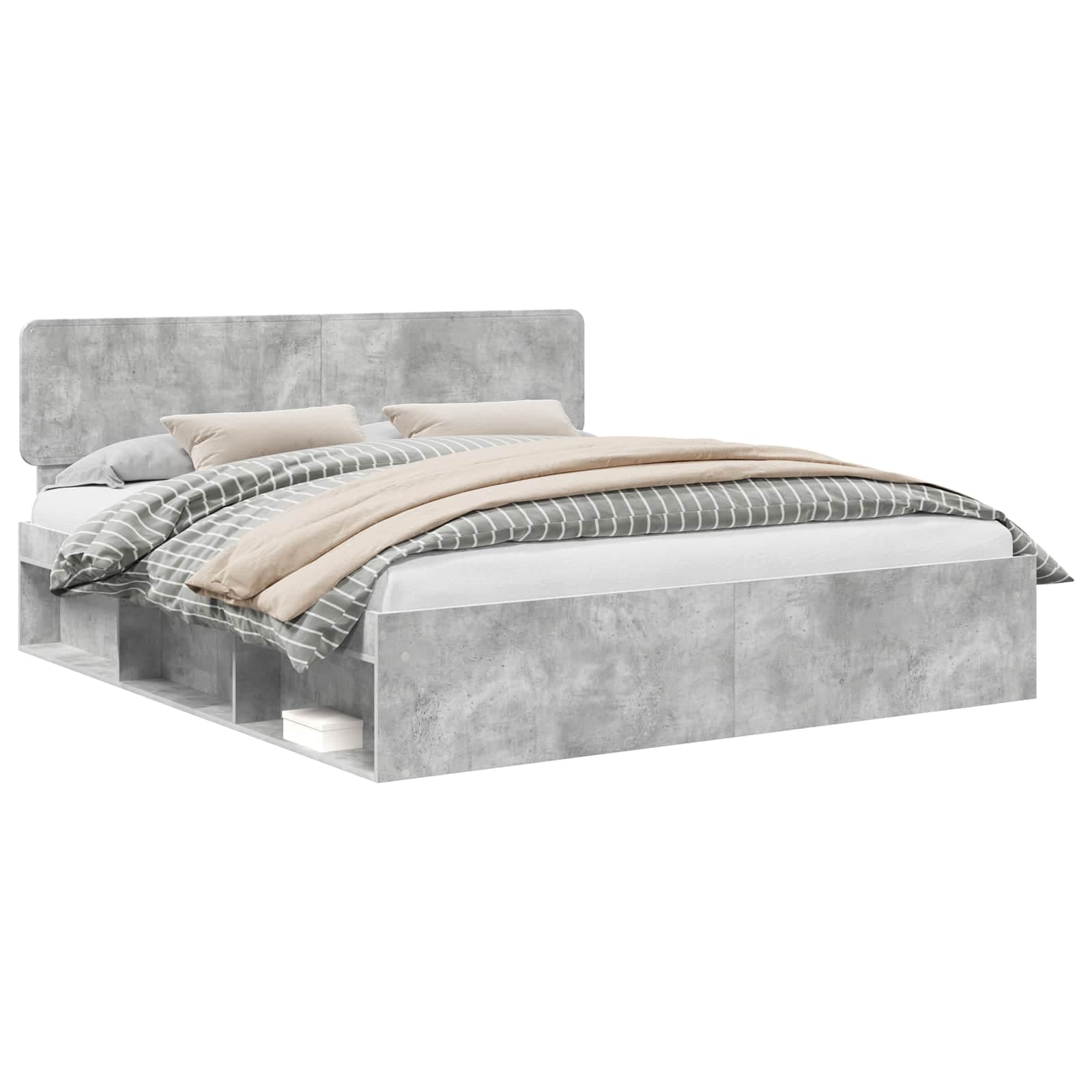 vidaXL Estrutura da Cama com cabeceira Concreto 180 x 200 cm