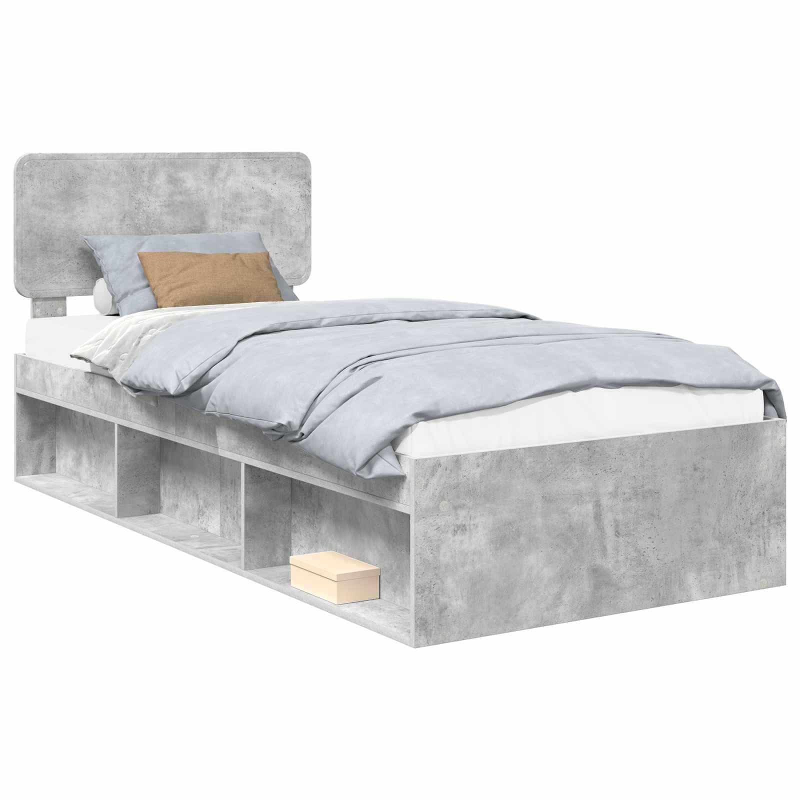 vidaXL Estrutura da Cama com cabeceira Cinza Concreto 100 x 200 cm