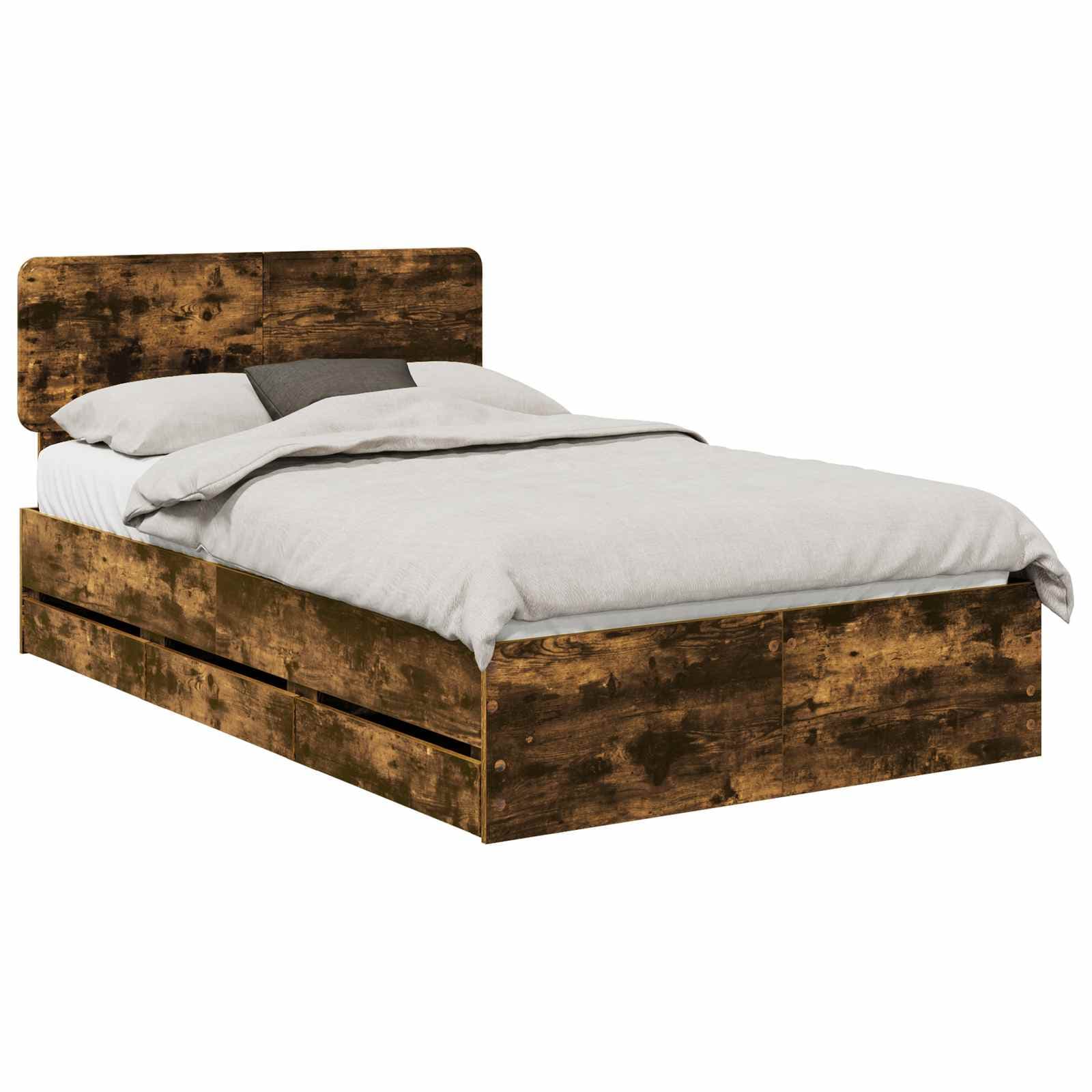 vidaXL Estrutura da Cama com gaveta Carvalho Fumado 120 x 190 cm