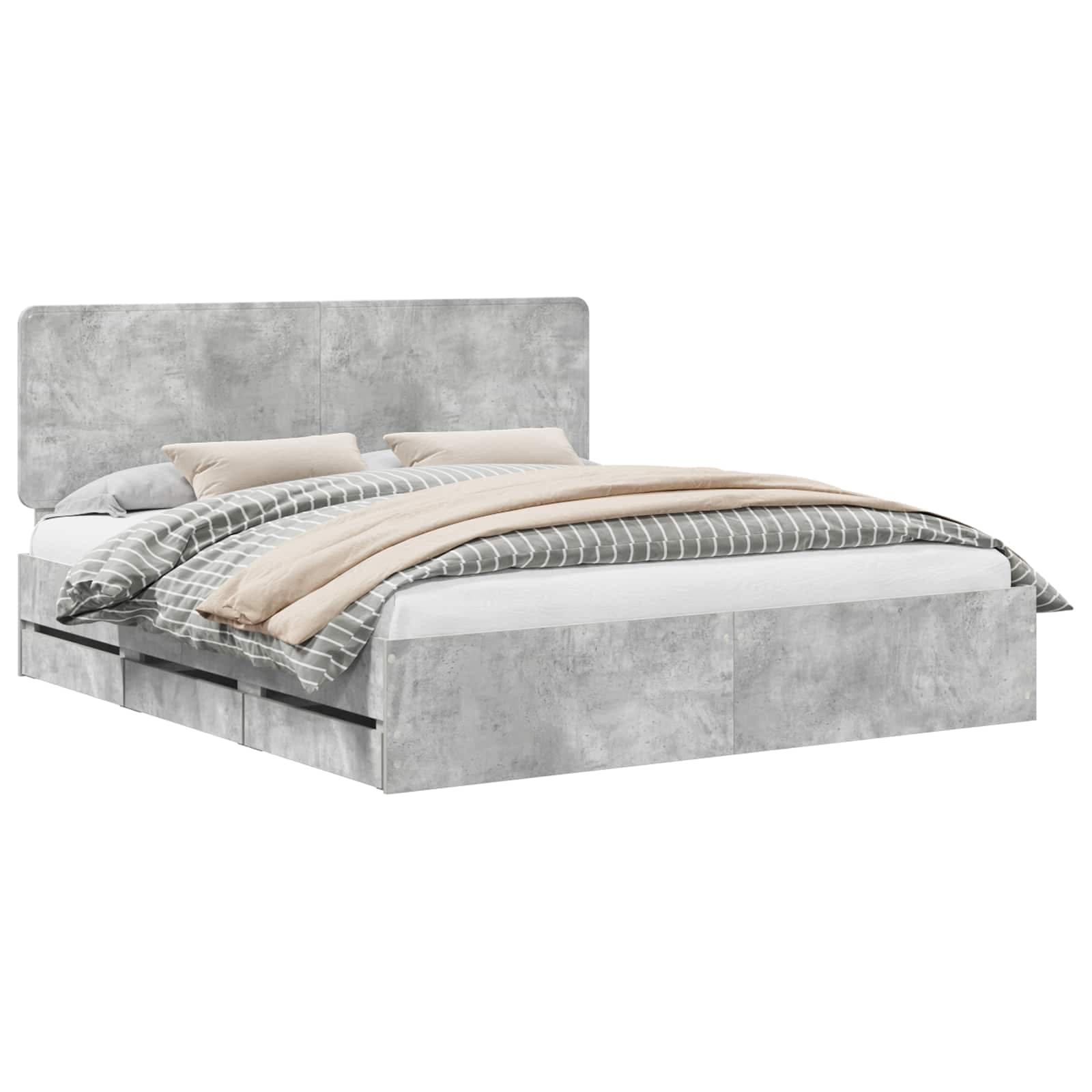 vidaXL Estrutura da Cama Cinzento 200 x 200 cm Madeira de Engenharia