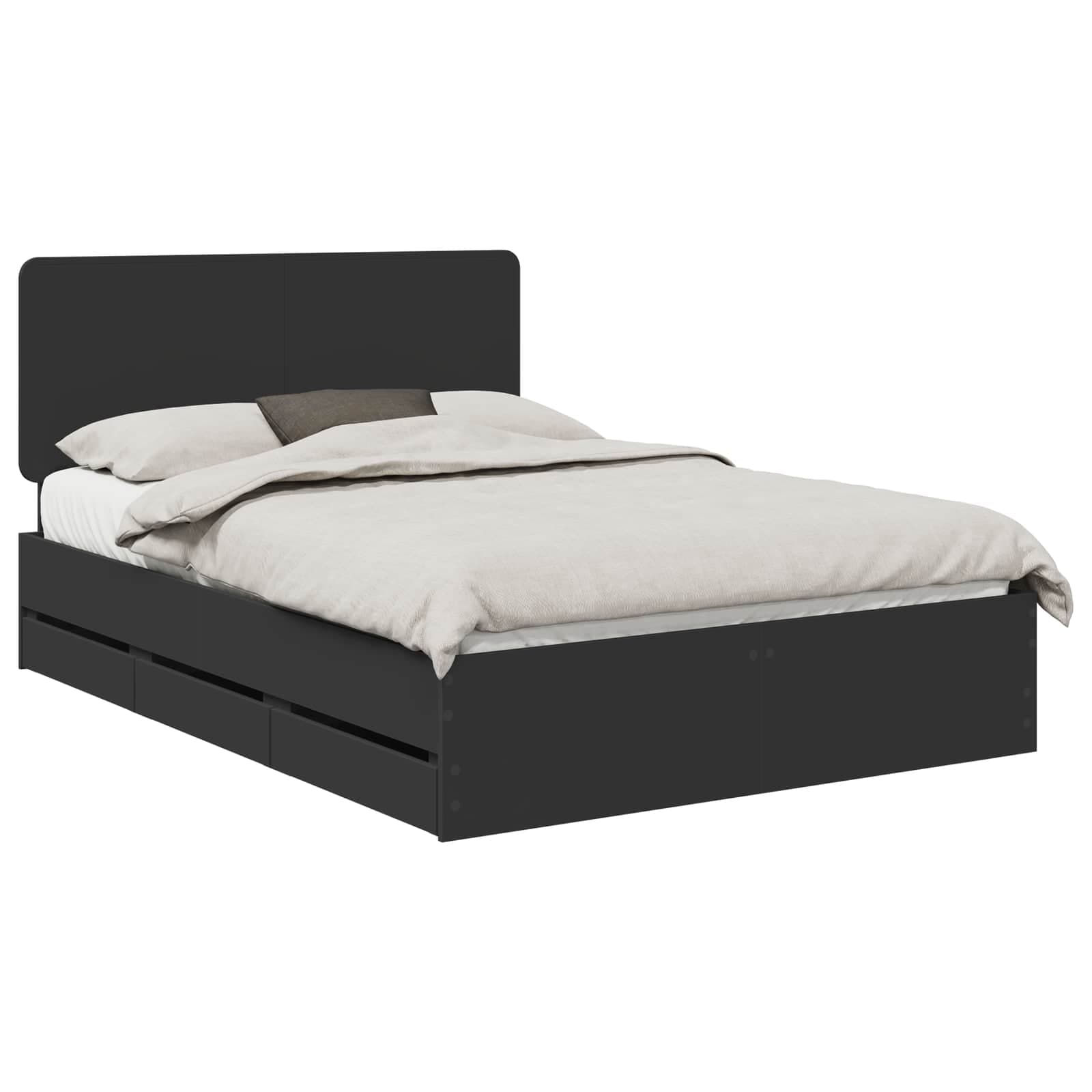 vidaXL Estrutura da Cama Preto 140 x 190 cm Madeira de Engenharia