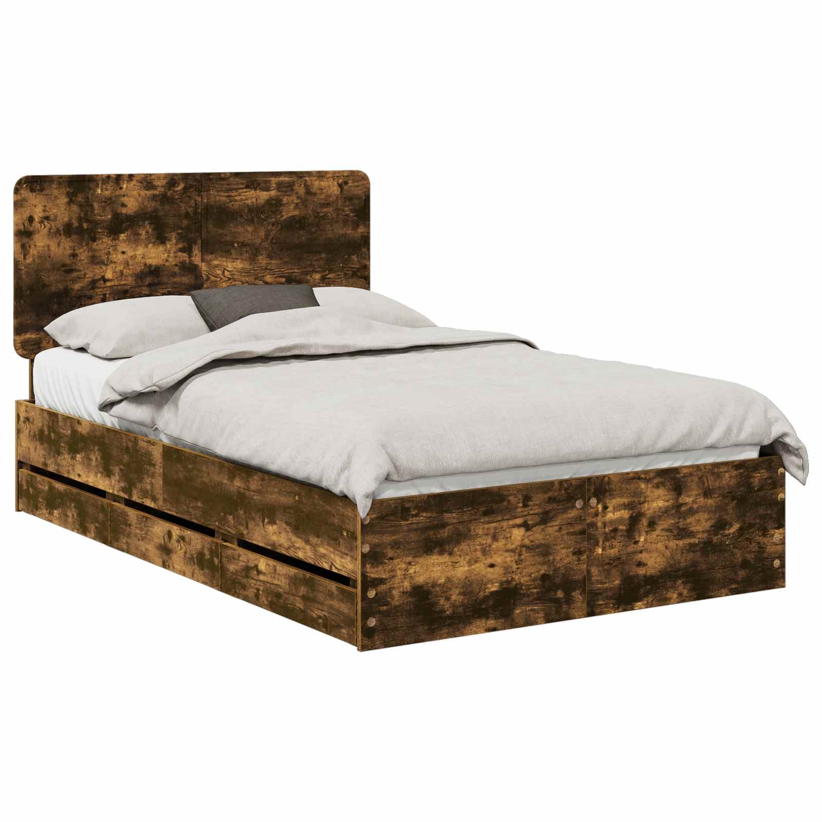 vidaXL Estrutura da Cama com gaveta Carvalho Defumado 135 x 190 cm