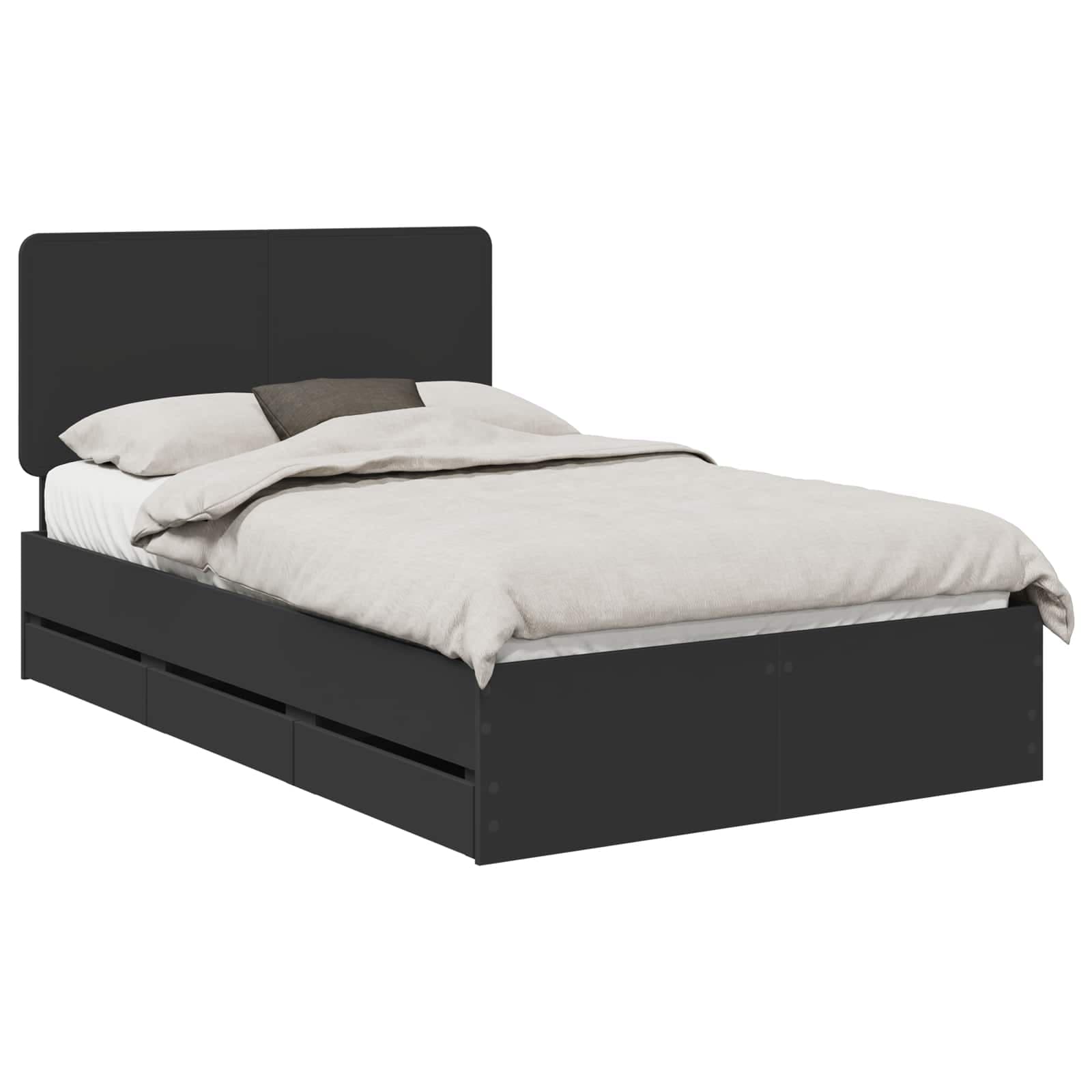 vidaXL Estrutura da Cama Preto 120 x 190 cm Madeira de Engenharia