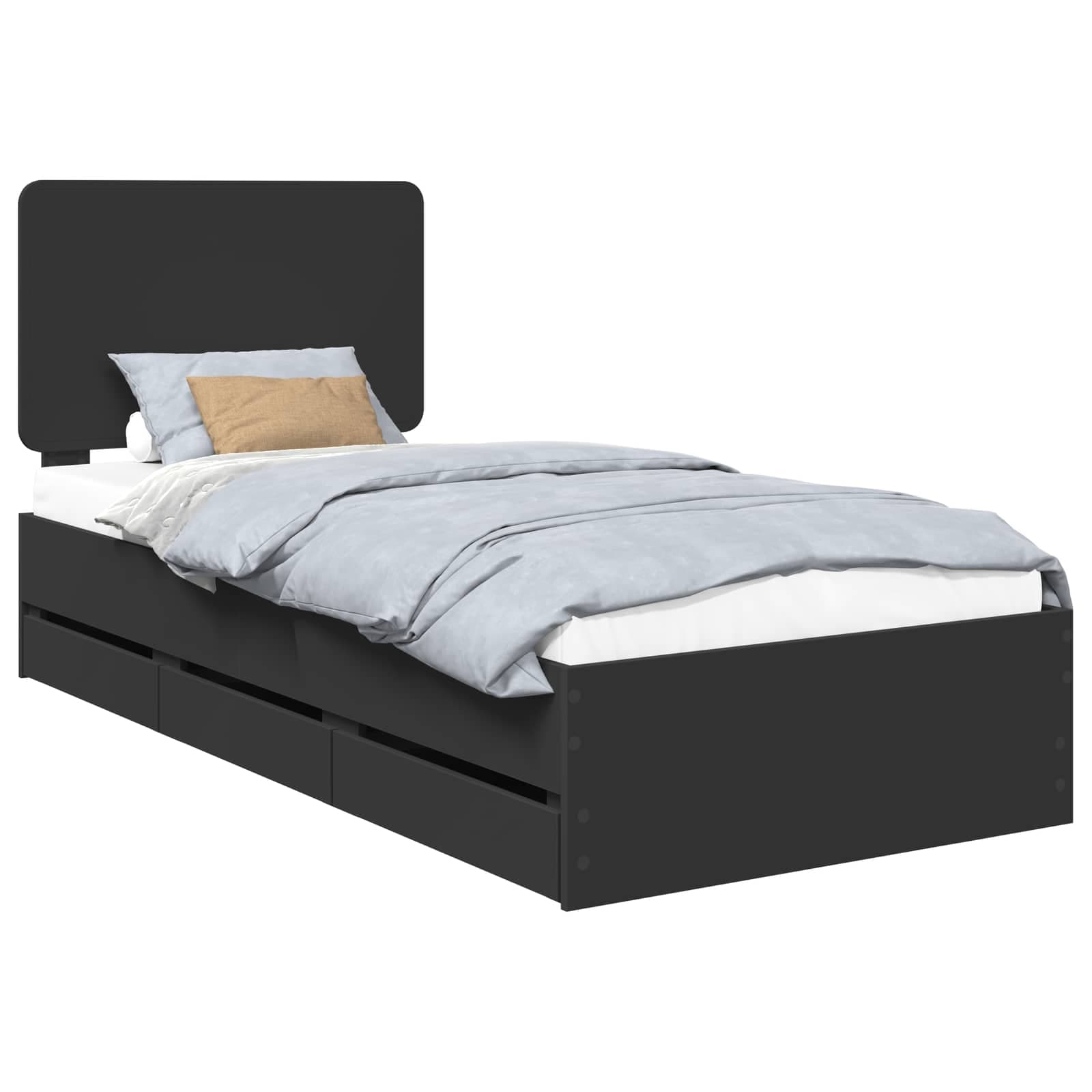 vidaXL Estrutura da Cama Preto 100 x 200 cm Madeira de Engenharia