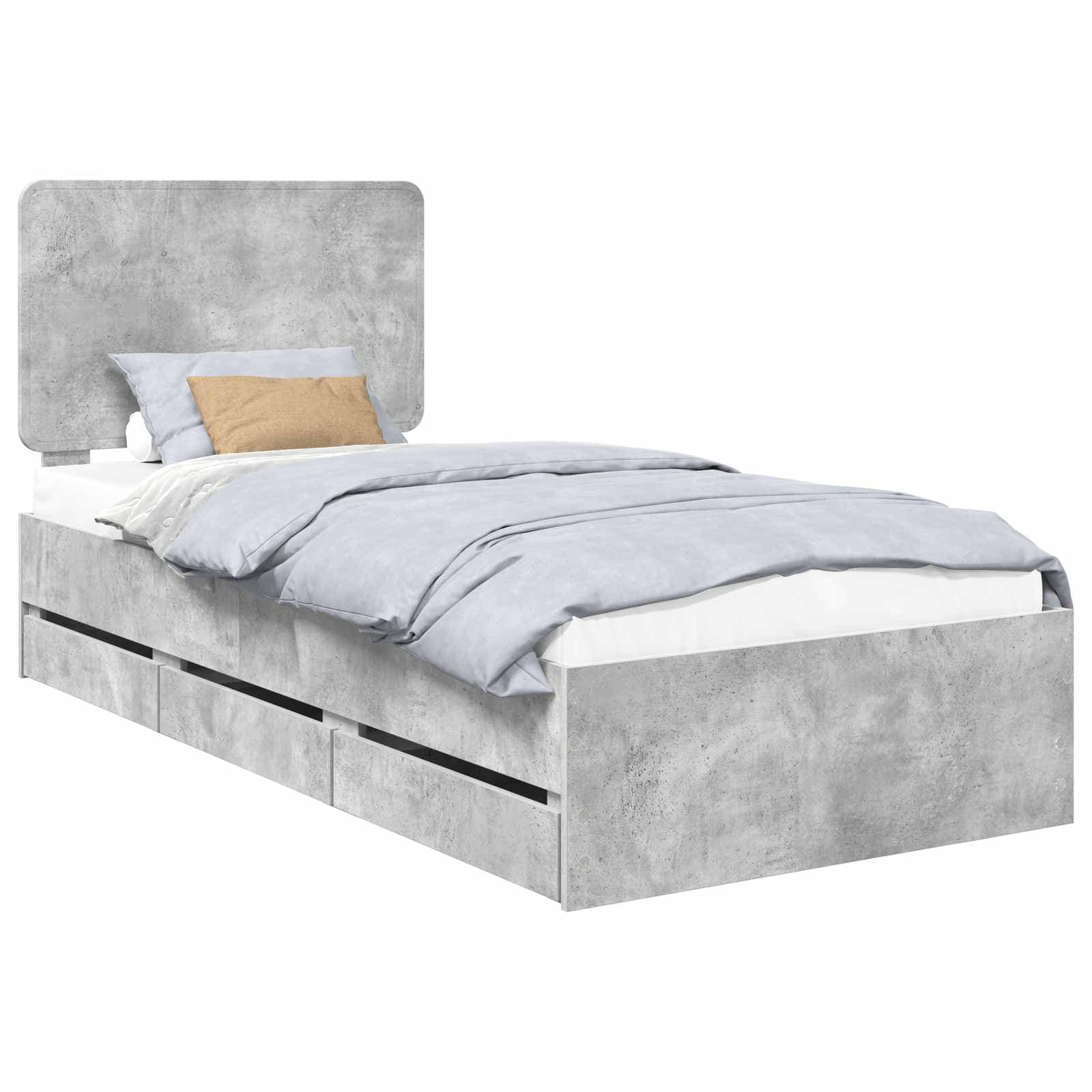 vidaXL Estrutura da Cama Cinzento 75 x 190 cm Madeira de Engenharia