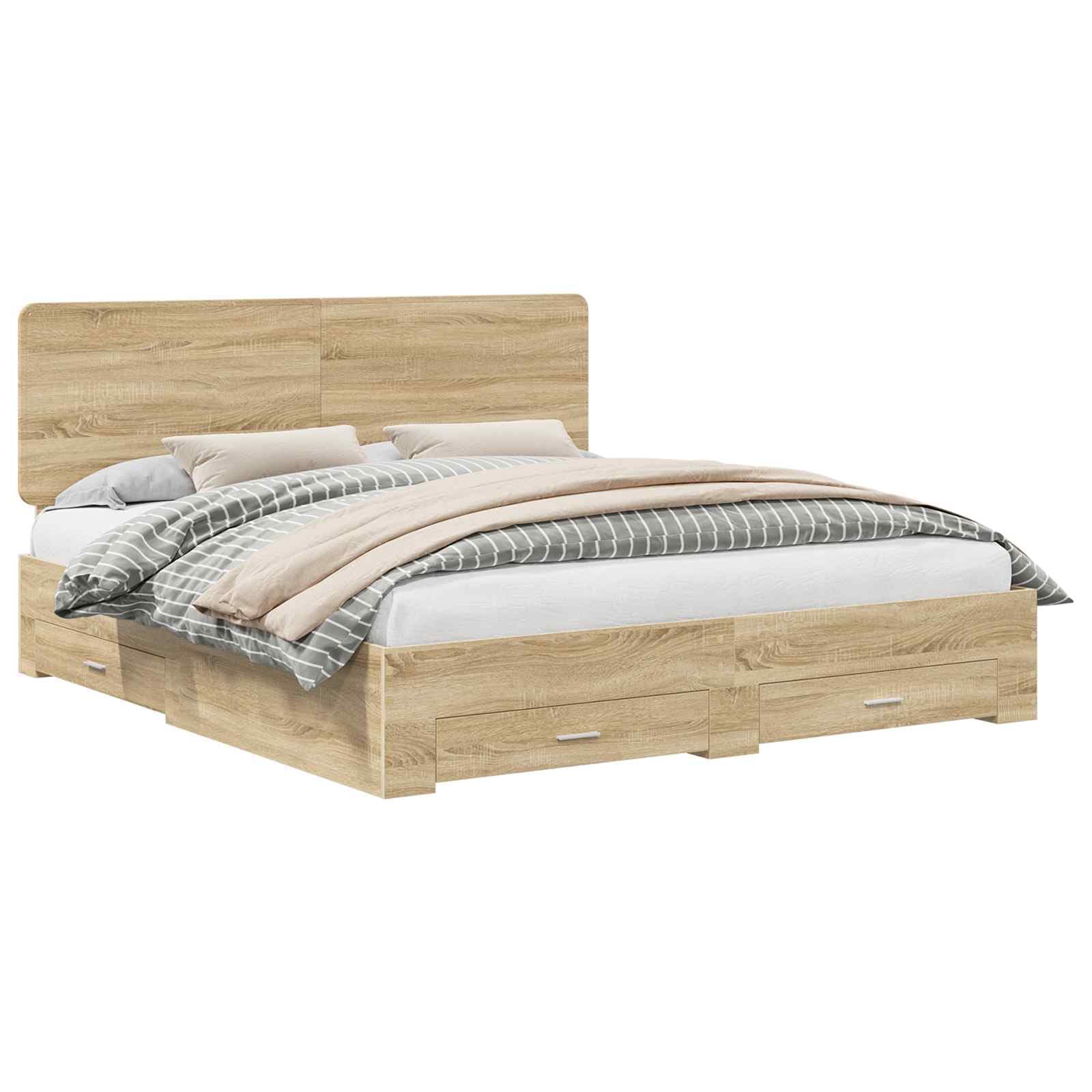 vidaXL Estrutura da Cama com cabeceira Carvalho Sonoma 200 x 200 cm